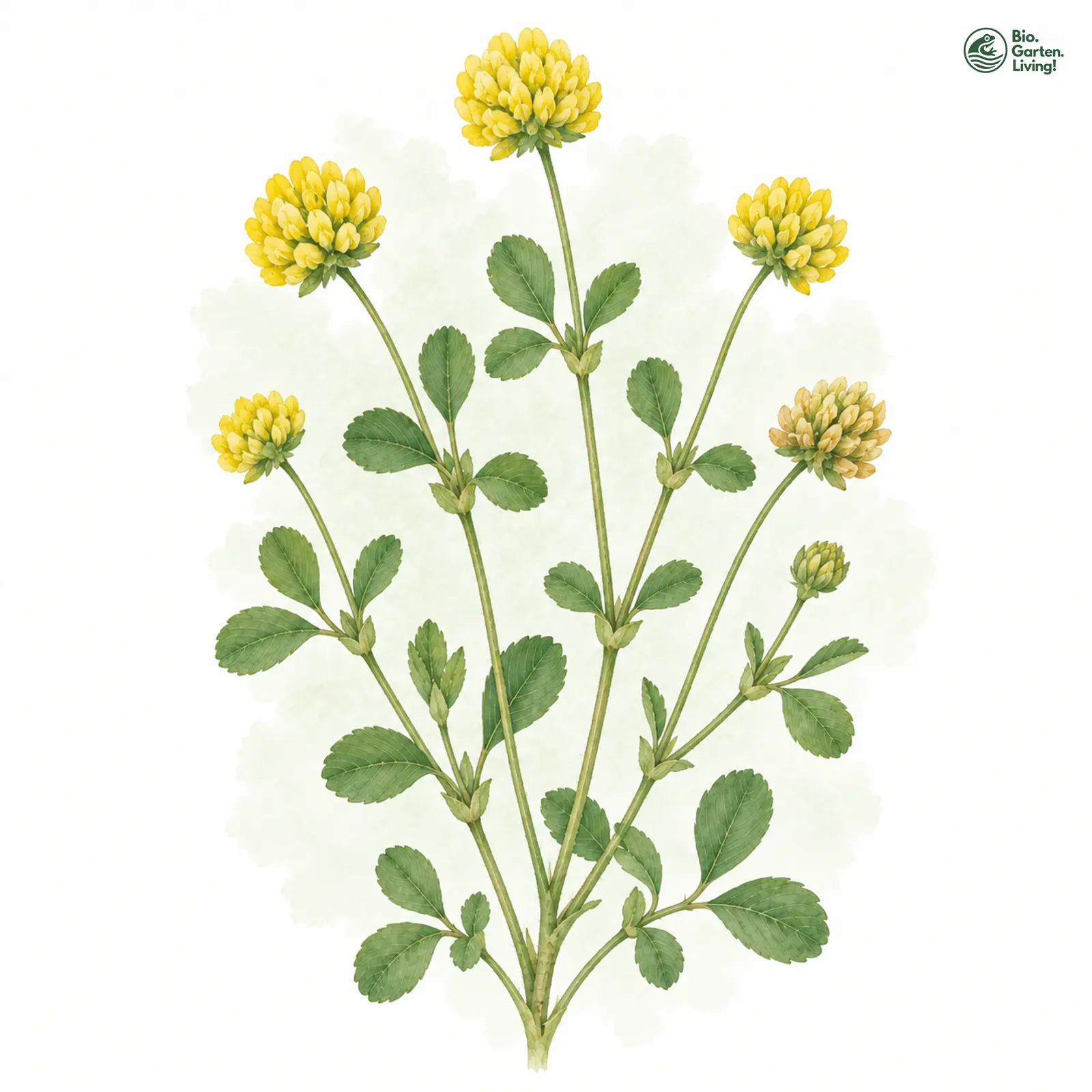 Aquarellzeichnung: Feld-Klee (Trifolium campestre)