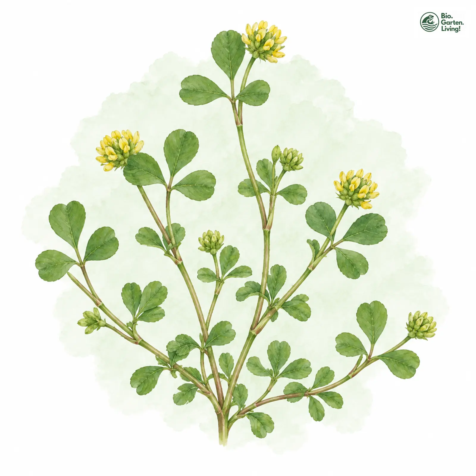 Aquarellzeichnung: Kleiner Klee (Trifolium dubium)