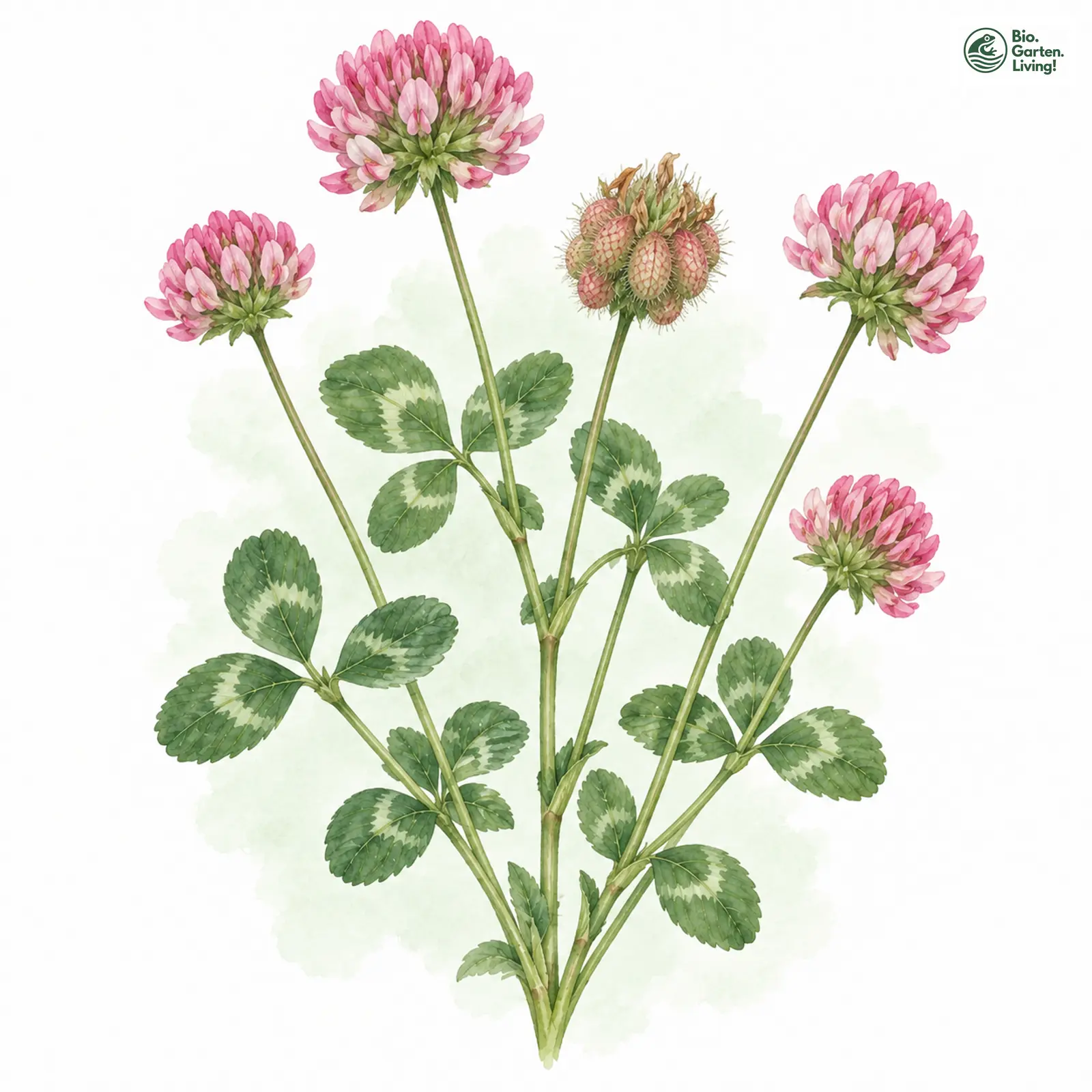 Aquarellzeichnung: Erdbeer-Klee (Trifolium fragiferum)