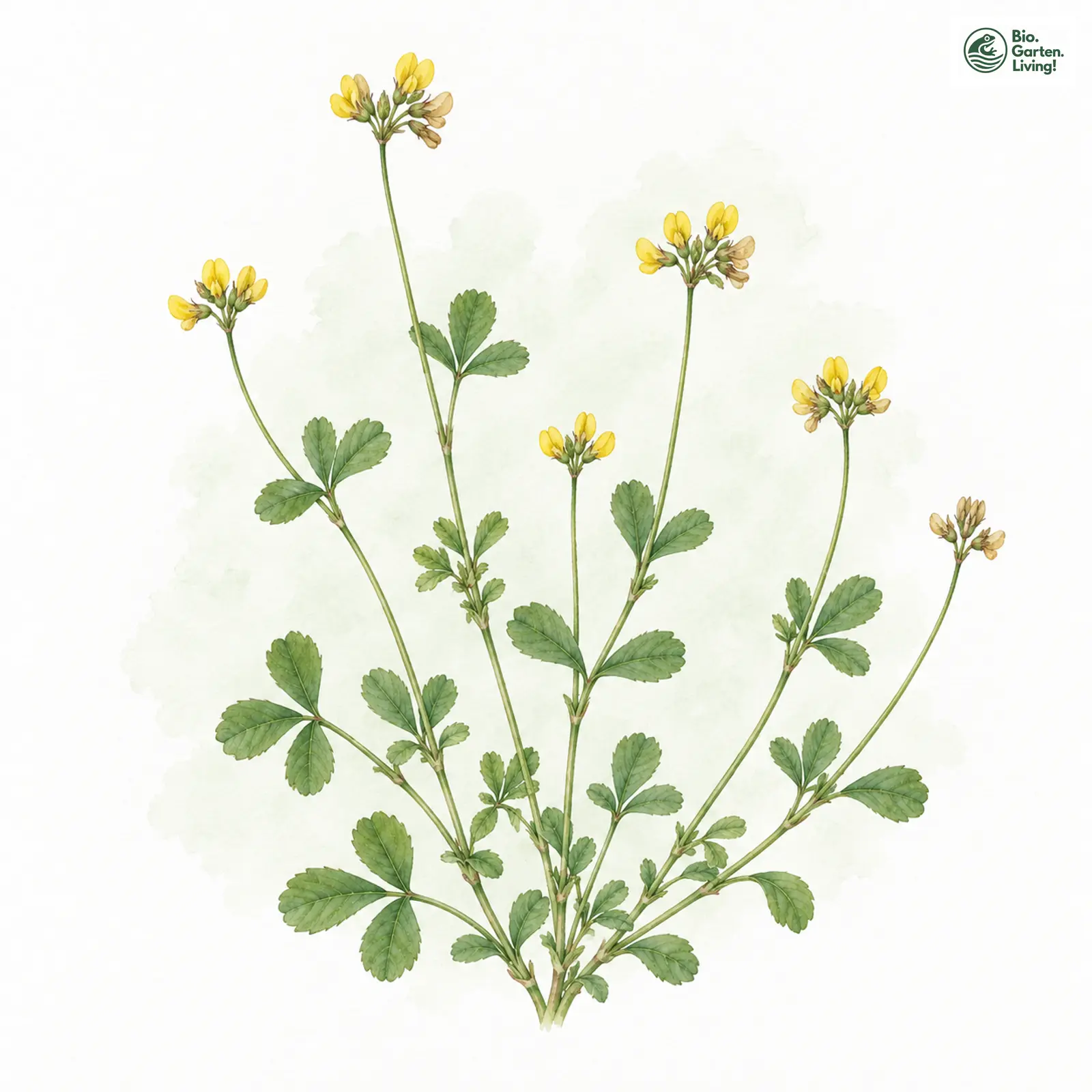 Aquarellzeichnung: Armblütiger Klee (Trifolium micranthum)