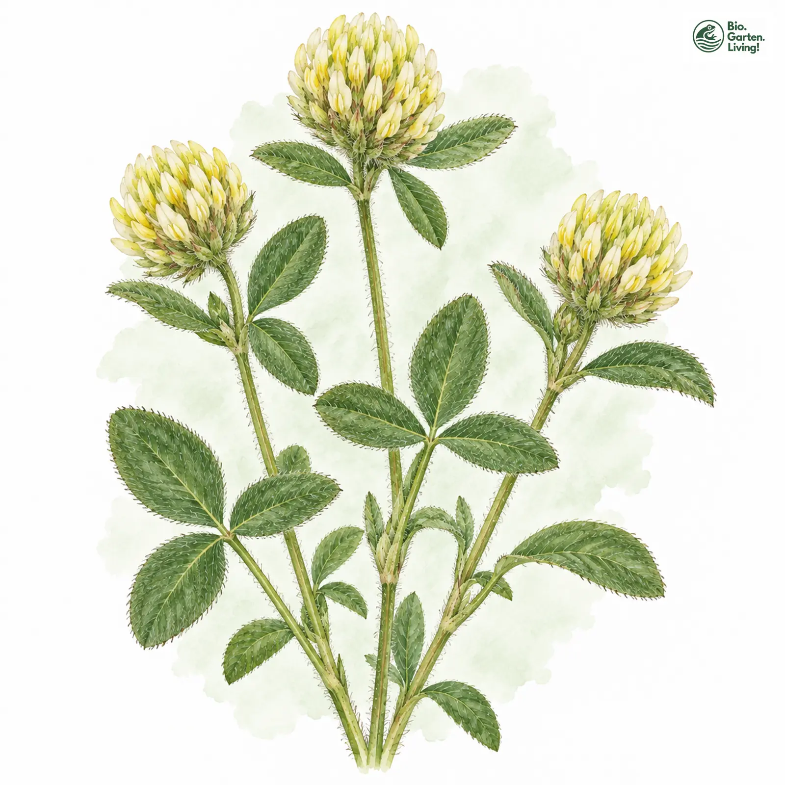 Aquarellzeichnung: Blassgelber Klee (Trifolium ochroleucon)