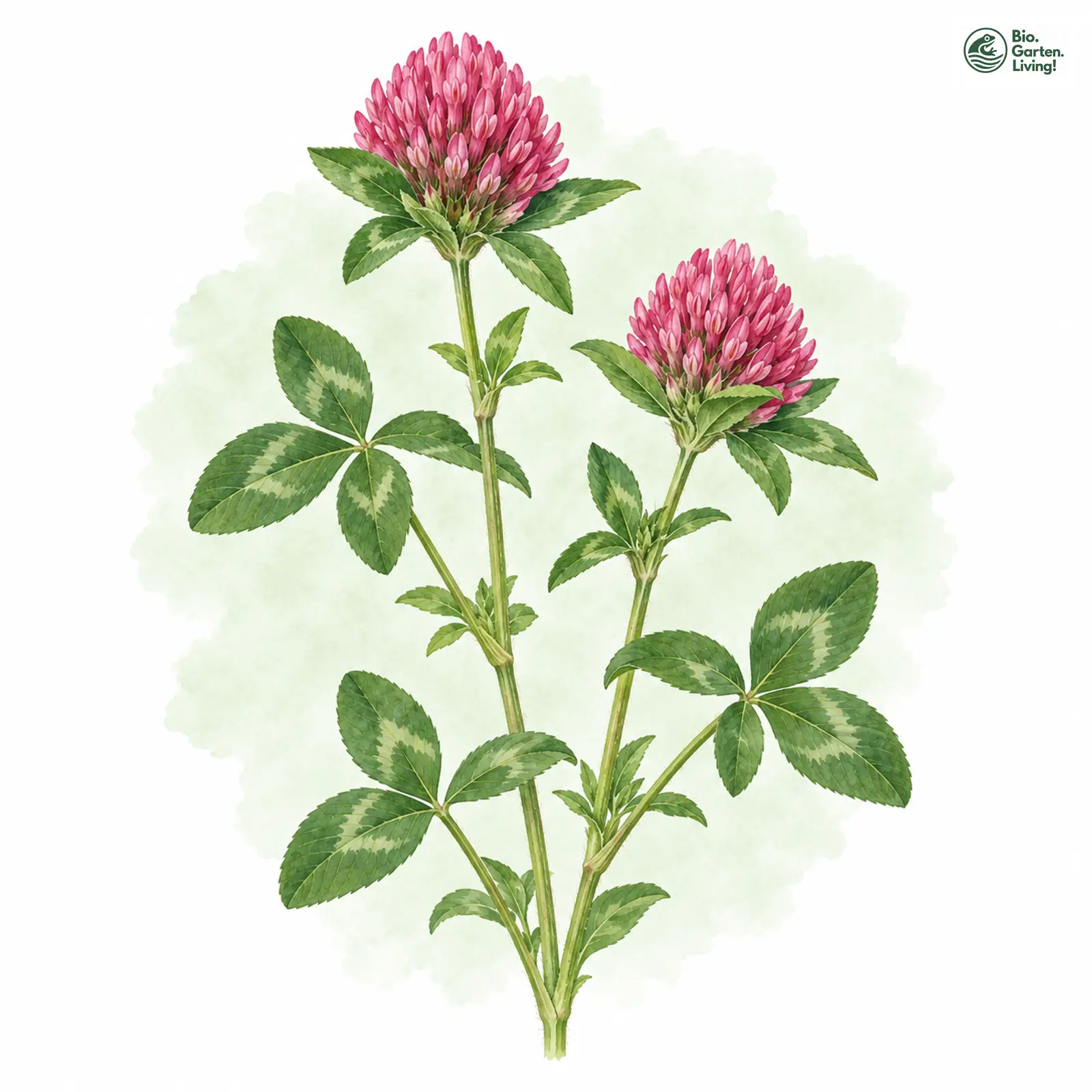 Aquarellzeichnung: Rot-Klee (Trifolium pratense)