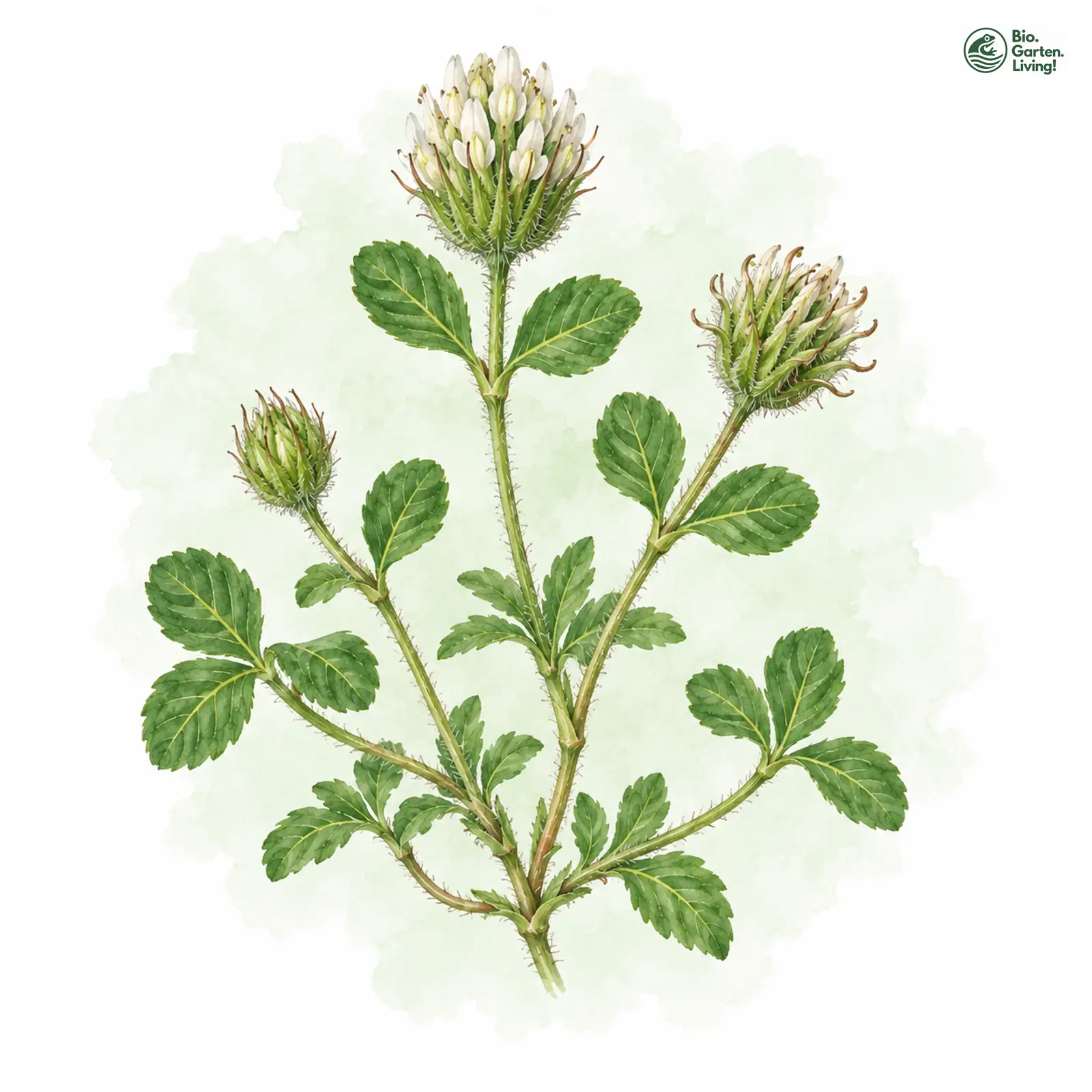 Aquarellzeichnung: Rauer Klee (Trifolium scabrum)