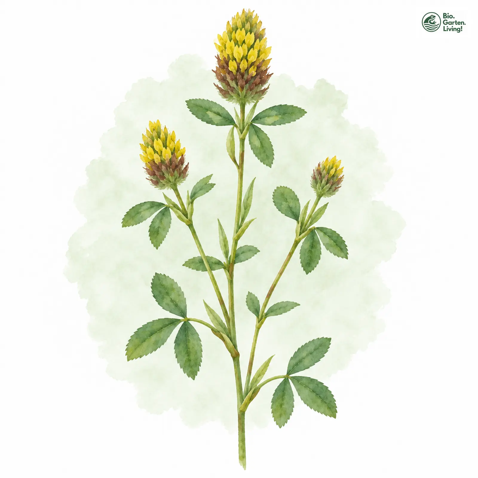 Aquarellzeichnung: Moor-Klee (Trifolium spadiceum)