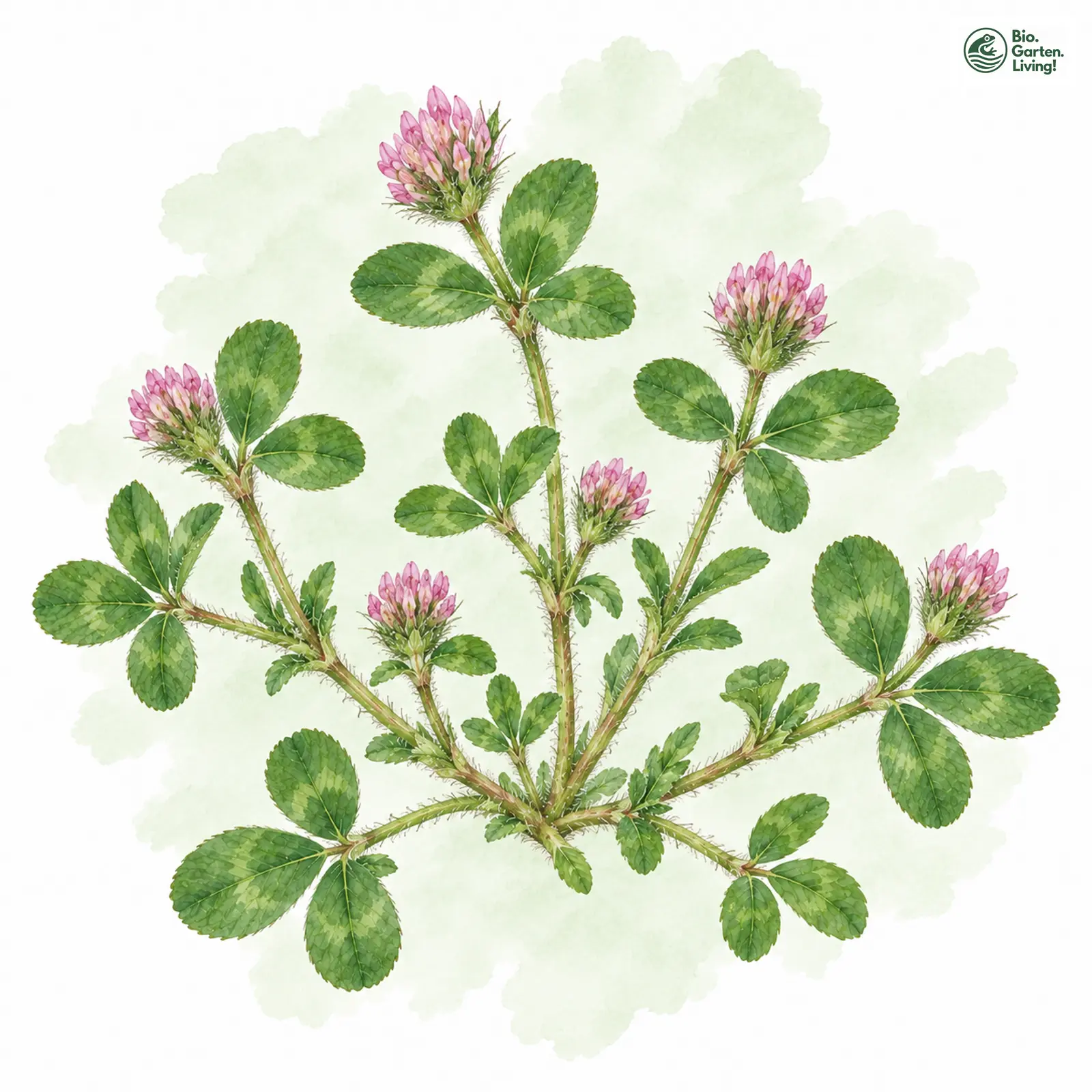 Aquarellzeichnung: Streifen-Klee (Trifolium striatum)