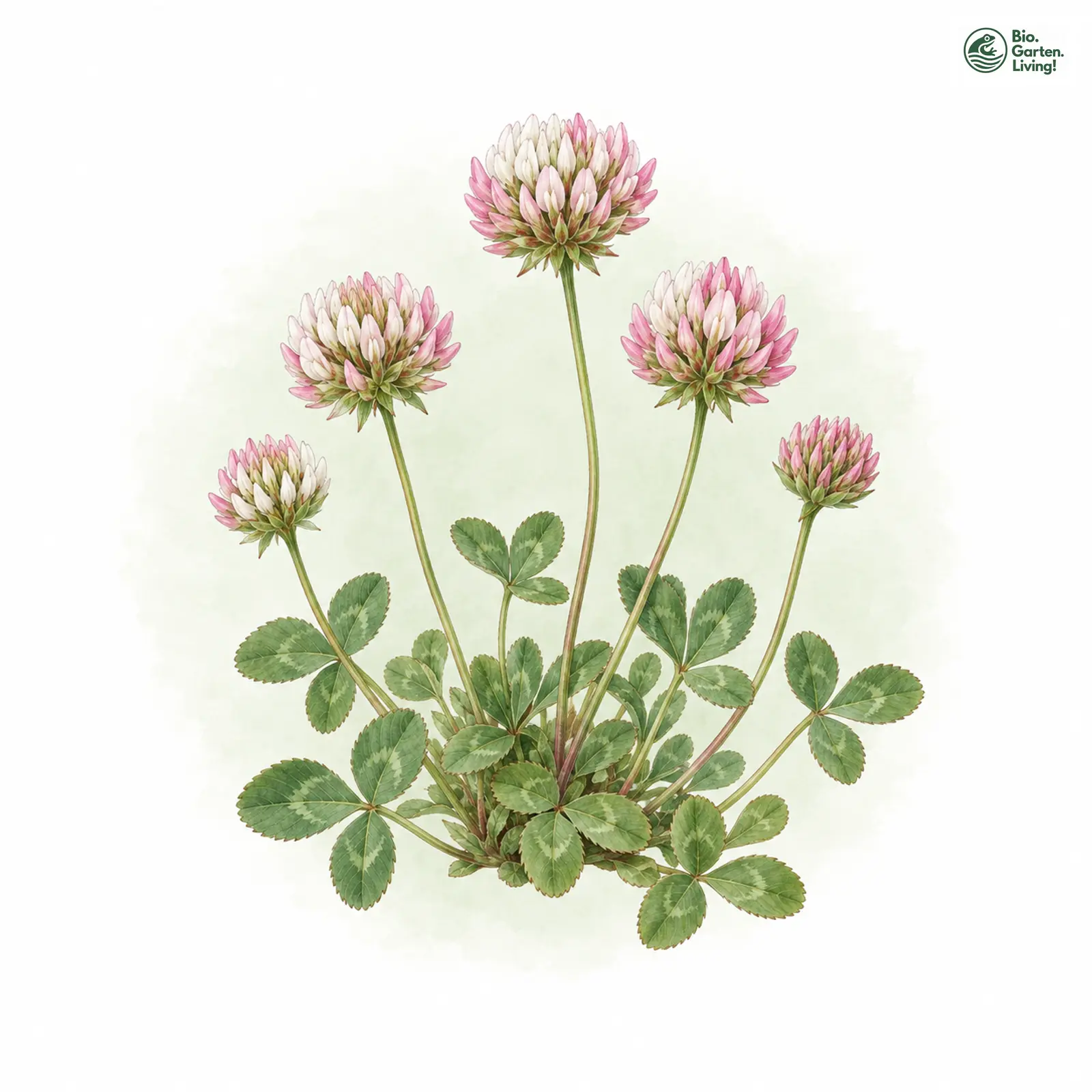 Aquarellzeichnung: Rasiger Klee (Trifolium thalii)