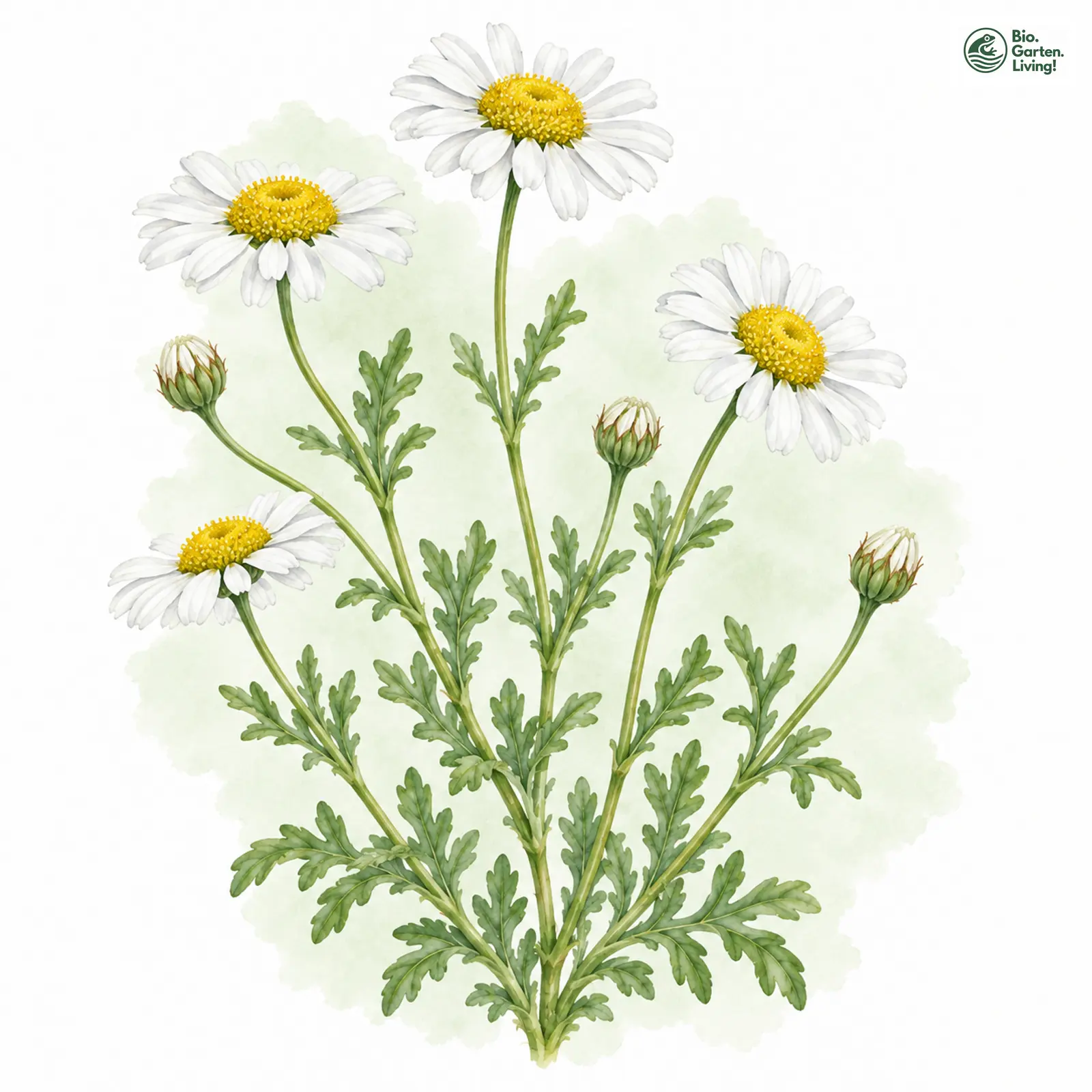 Aquarellzeichnung: Echte Strandkamille (Tripleurospermum maritimum)