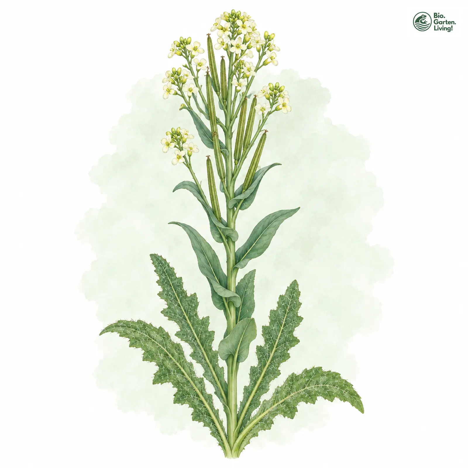 Aquarellzeichnung: Turmkraut (Turritis glabra)