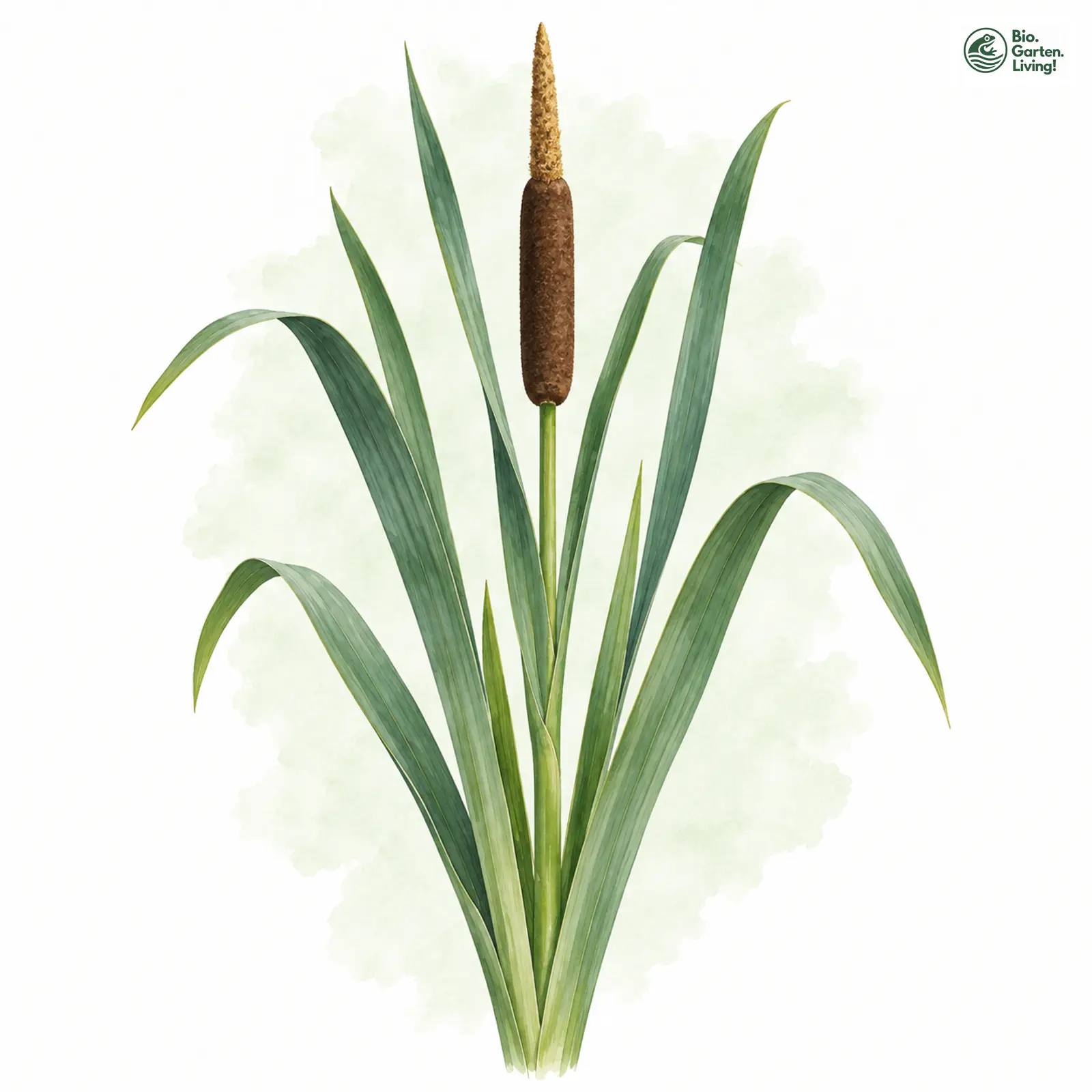 Aquarellzeichnung: Breitblättriger Rohrkolben (Typha latifolia)