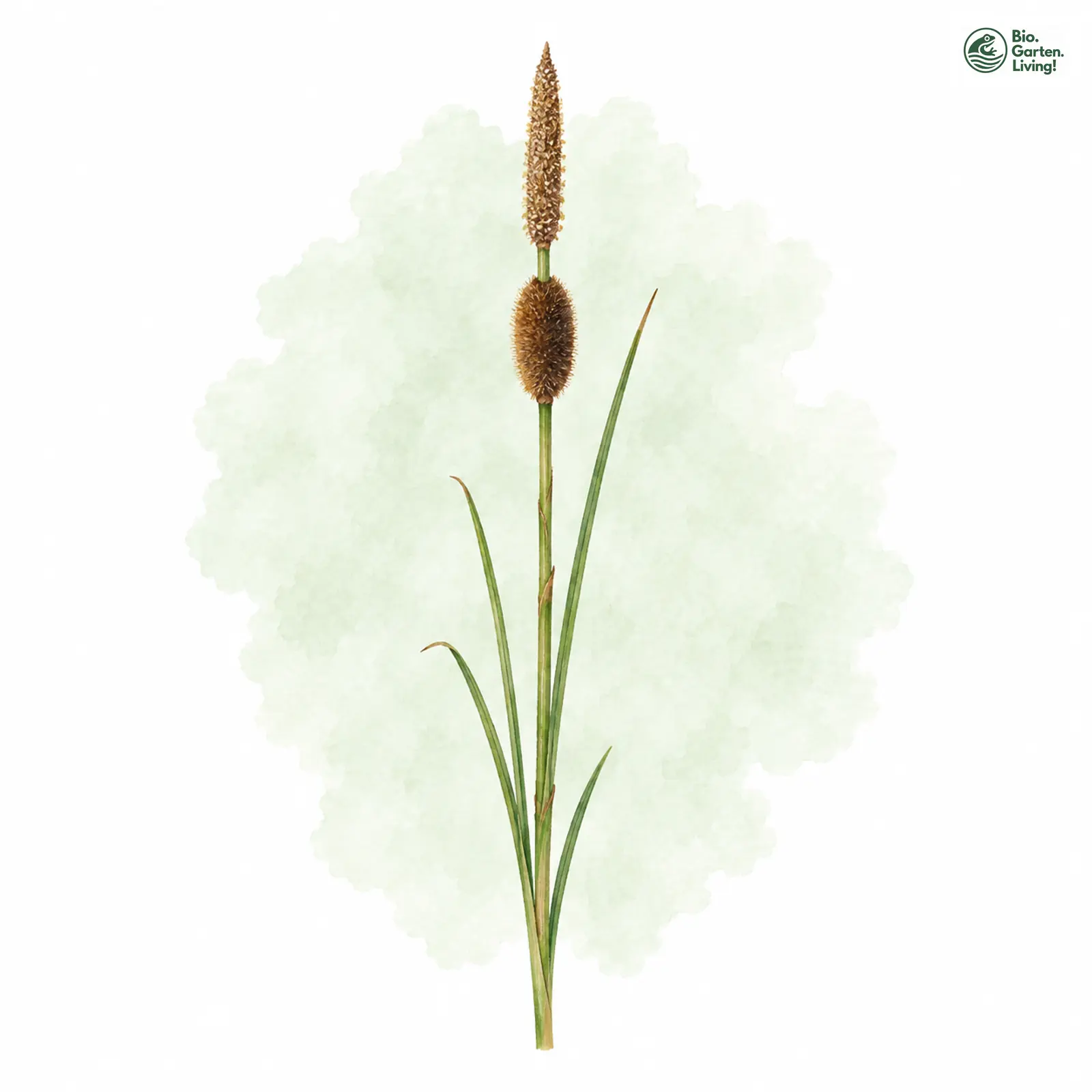Aquarellzeichnung: Zwerg-Rohrkolben (Typha minima (im weiteren Sinne))