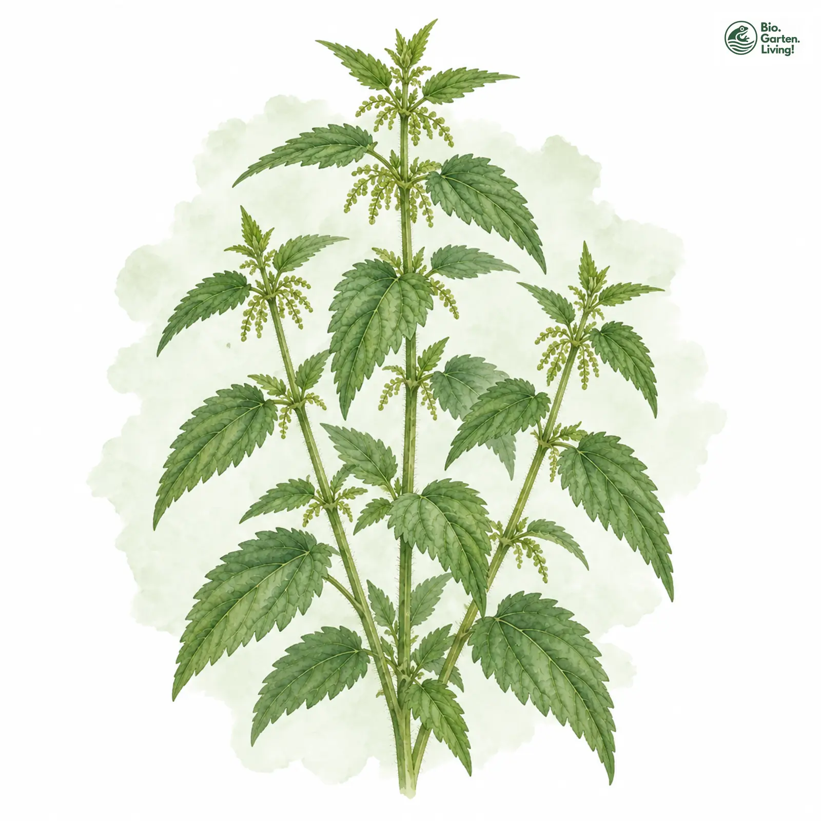 Aquarellzeichnung: Große Brennnessel (Urtica dioica (im weiteren Sinne))