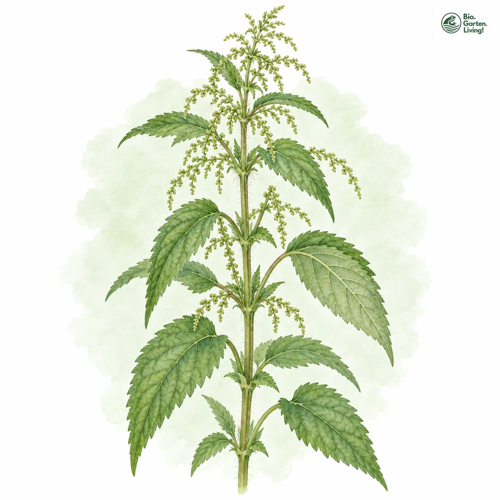 Aquarellzeichnung: Röhricht-Brennnessel (Urtica kioviensis)