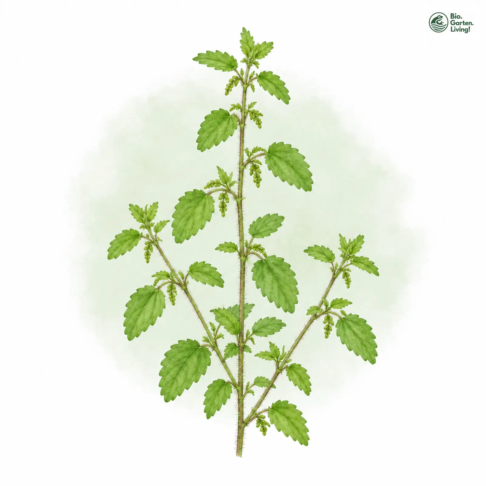 Aquarellzeichnung: Kleine Brennnessel (Urtica urens)