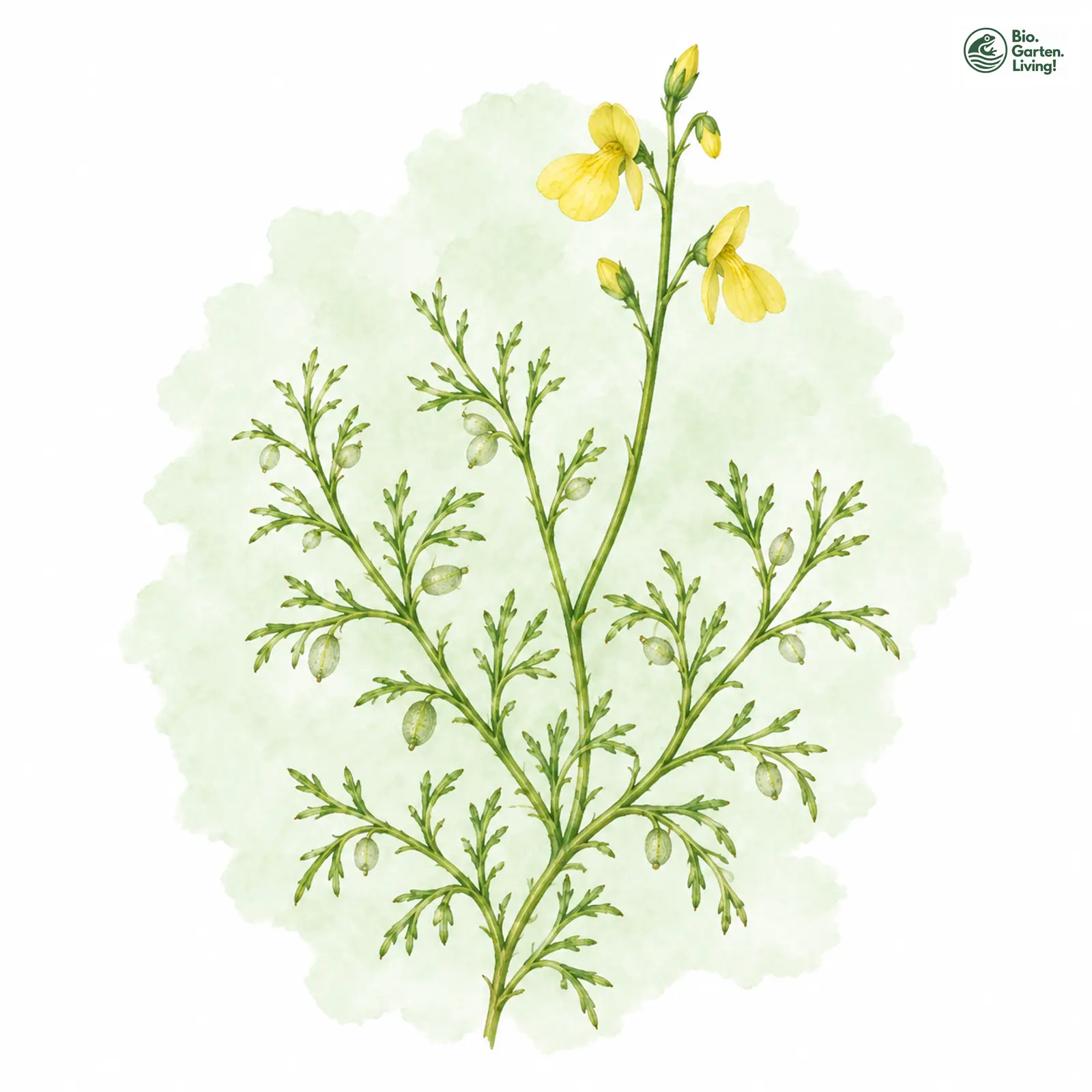 Aquarellzeichnung: Kleiner Wasserschlauch (Utricularia minor (im engeren Sinne))