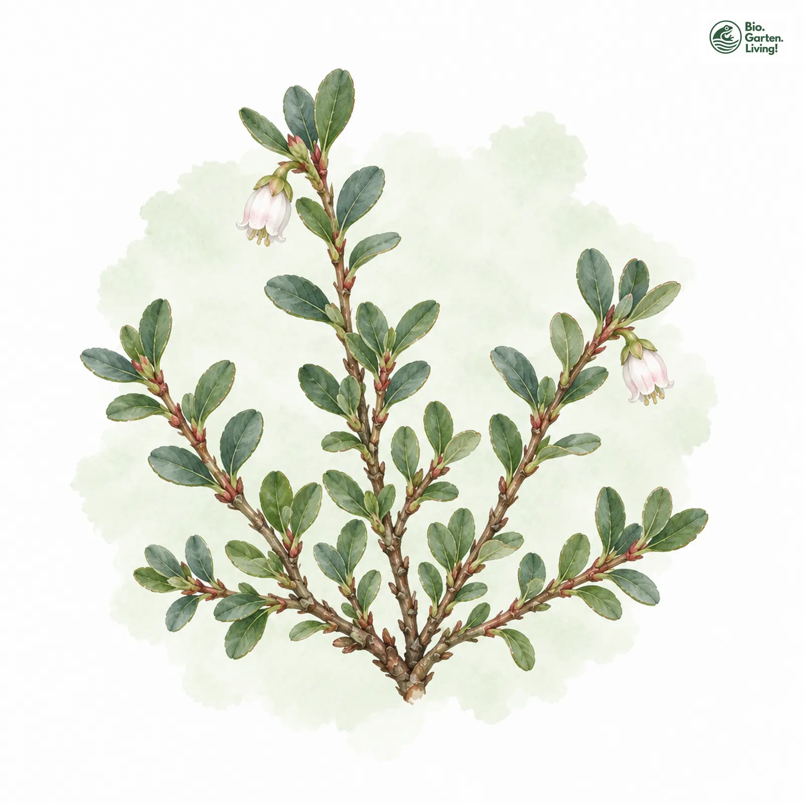 Aquarellzeichnung: Gebirgs-Moorbeere (Vaccinium gaultherioides)