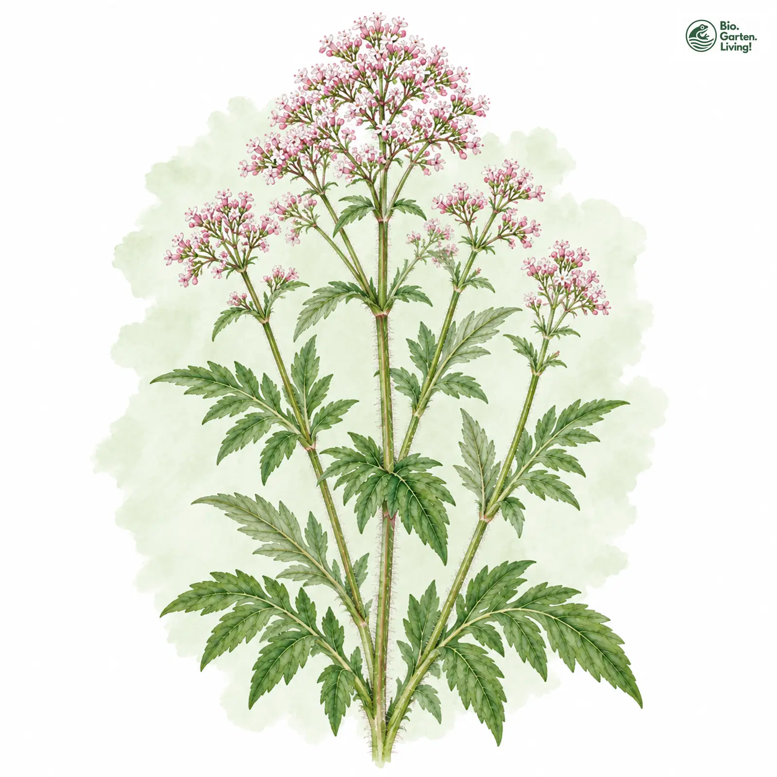 Aquarellzeichnung: Kriech-Baldrian (Valeriana excelsa)