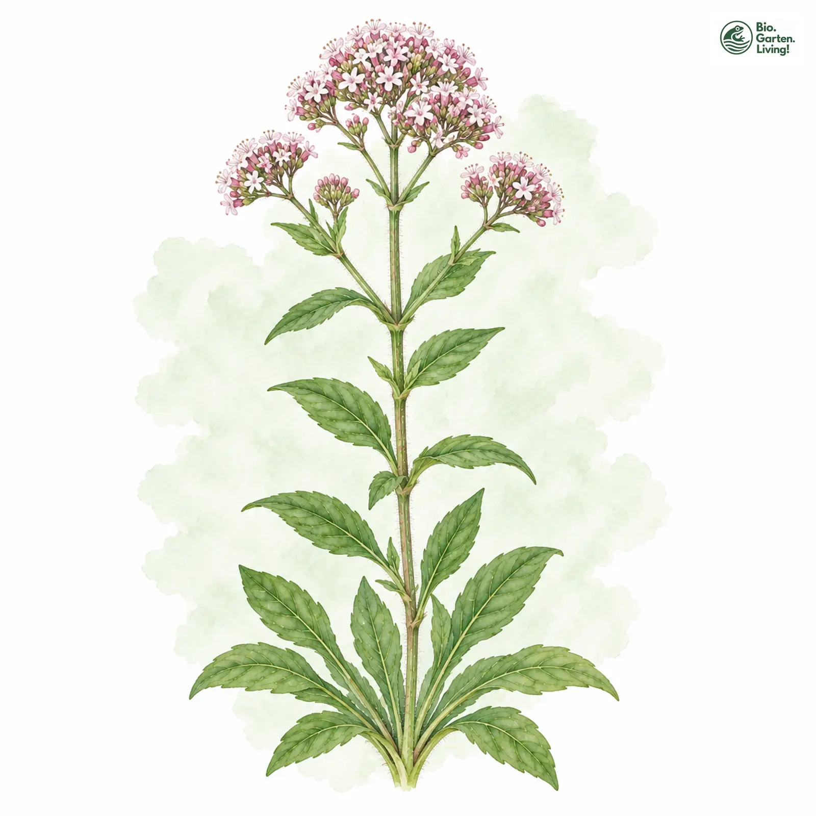 Aquarellzeichnung: Berg-Baldrian (Valeriana montana)