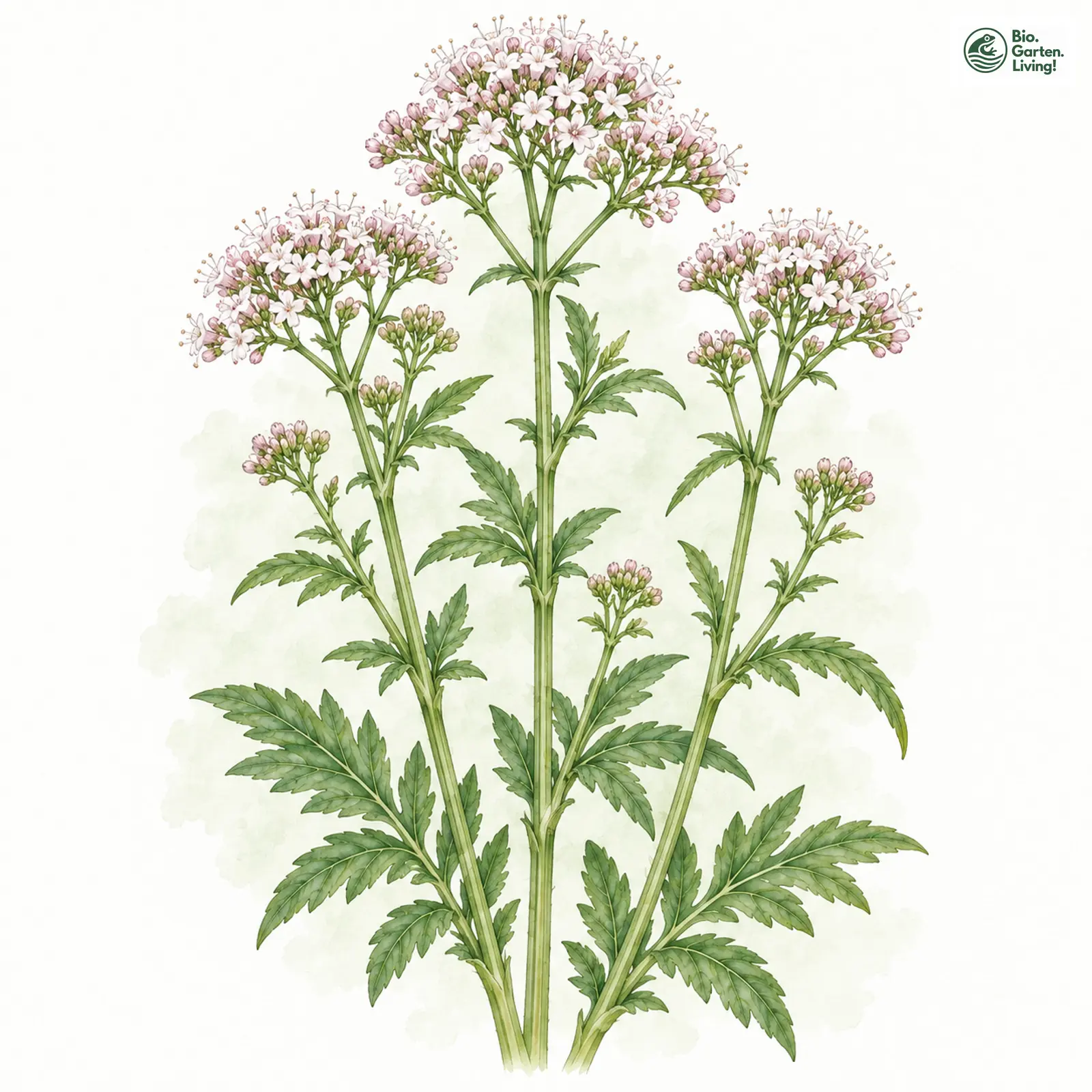 Aquarellzeichnung: Arznei-Baldrian (Valeriana officinalis (im engeren Sinne))