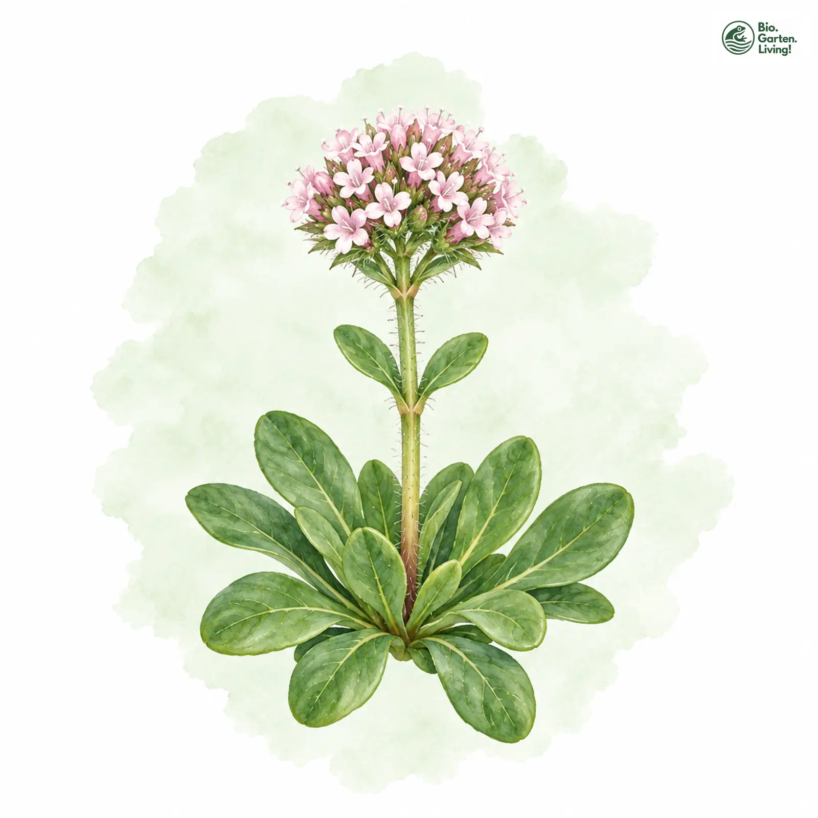 Aquarellzeichnung: Zwerg-Baldrian (Valeriana supina)