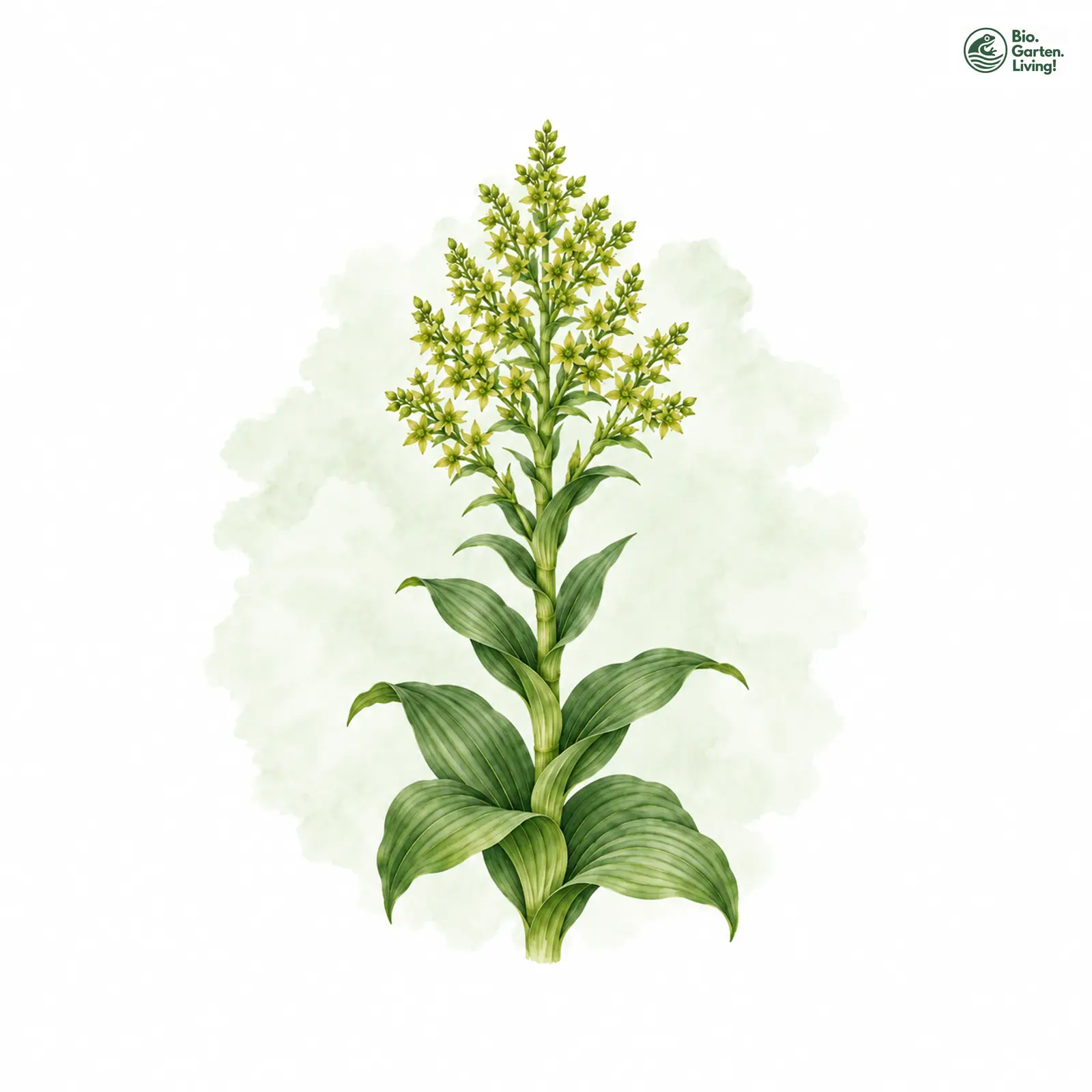 Aquarellzeichnung: Grüner Germer (Veratrum lobelianum)