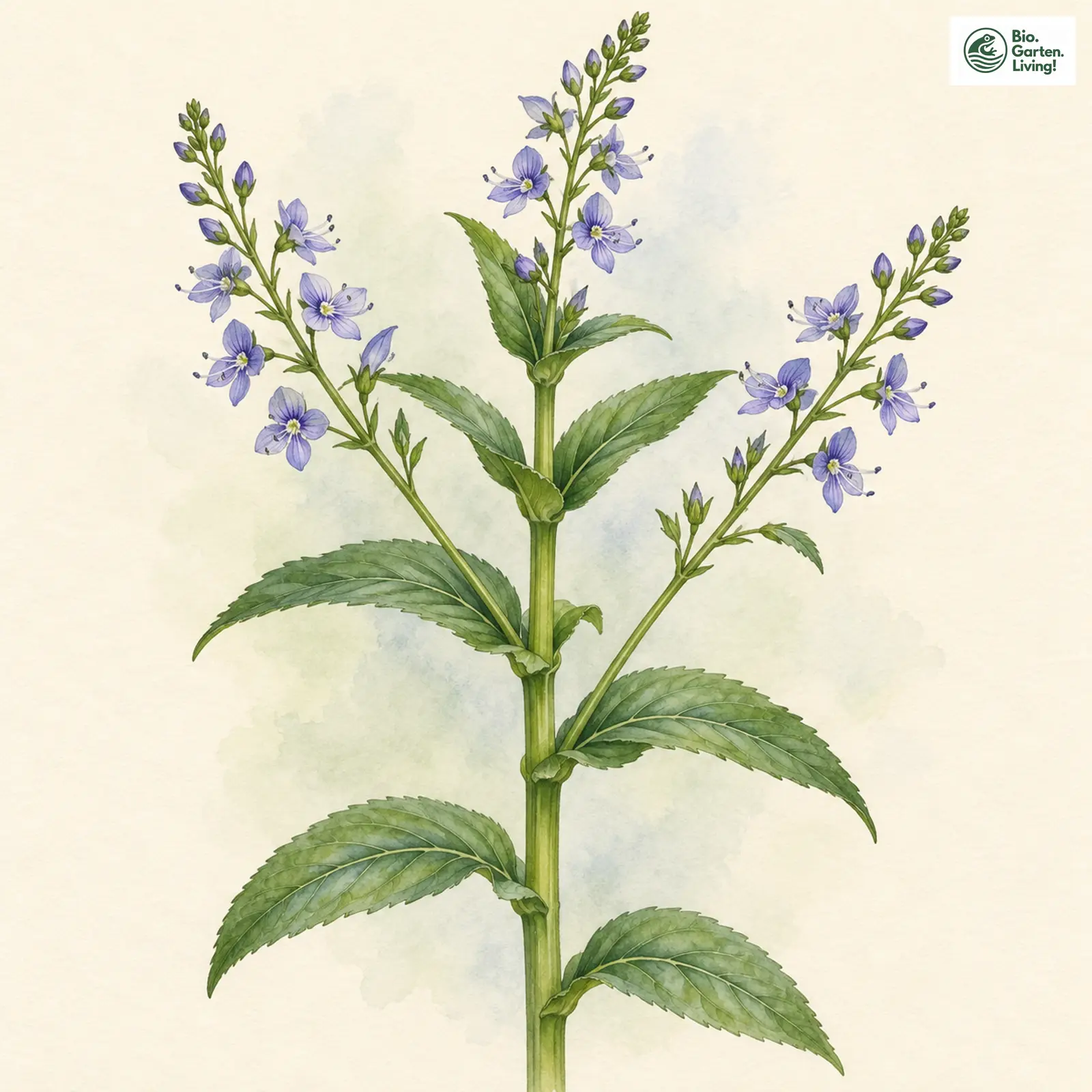 Aquarellzeichnung: Blauer Wasser-Ehrenpreis (Veronica anagallis-aquatica)