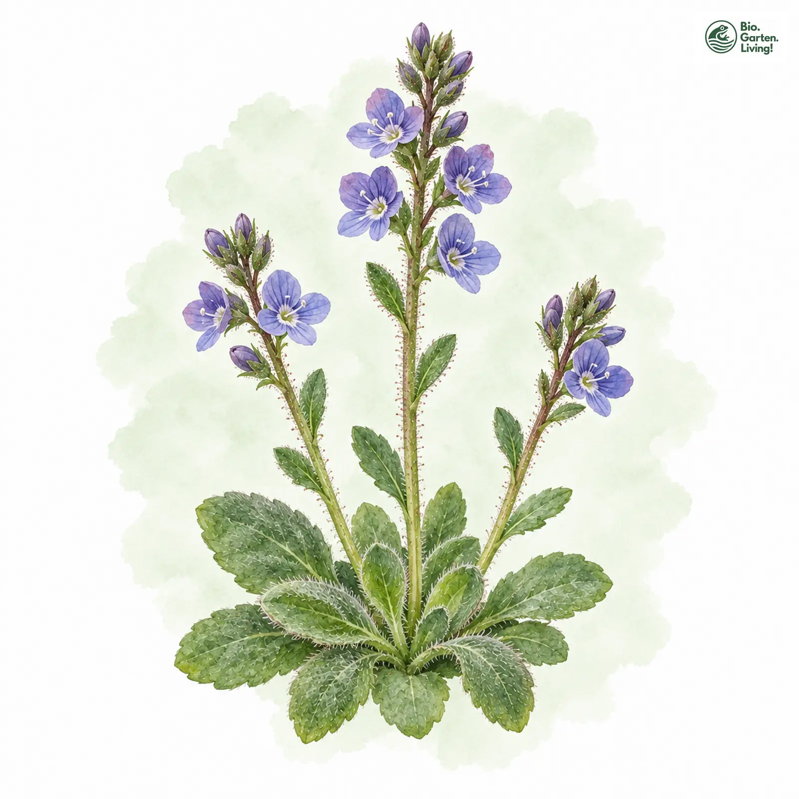 Aquarellzeichnung: Gänseblümchen-Ehrenpreis (Veronica bellidioides)