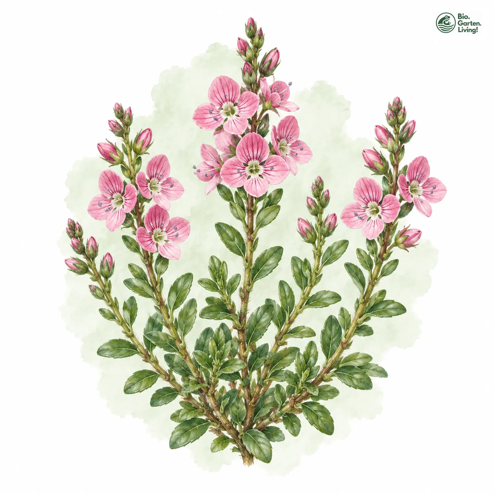 Aquarellzeichnung: Halbstrauch-Ehrenpreis (Veronica fruticulosa)
