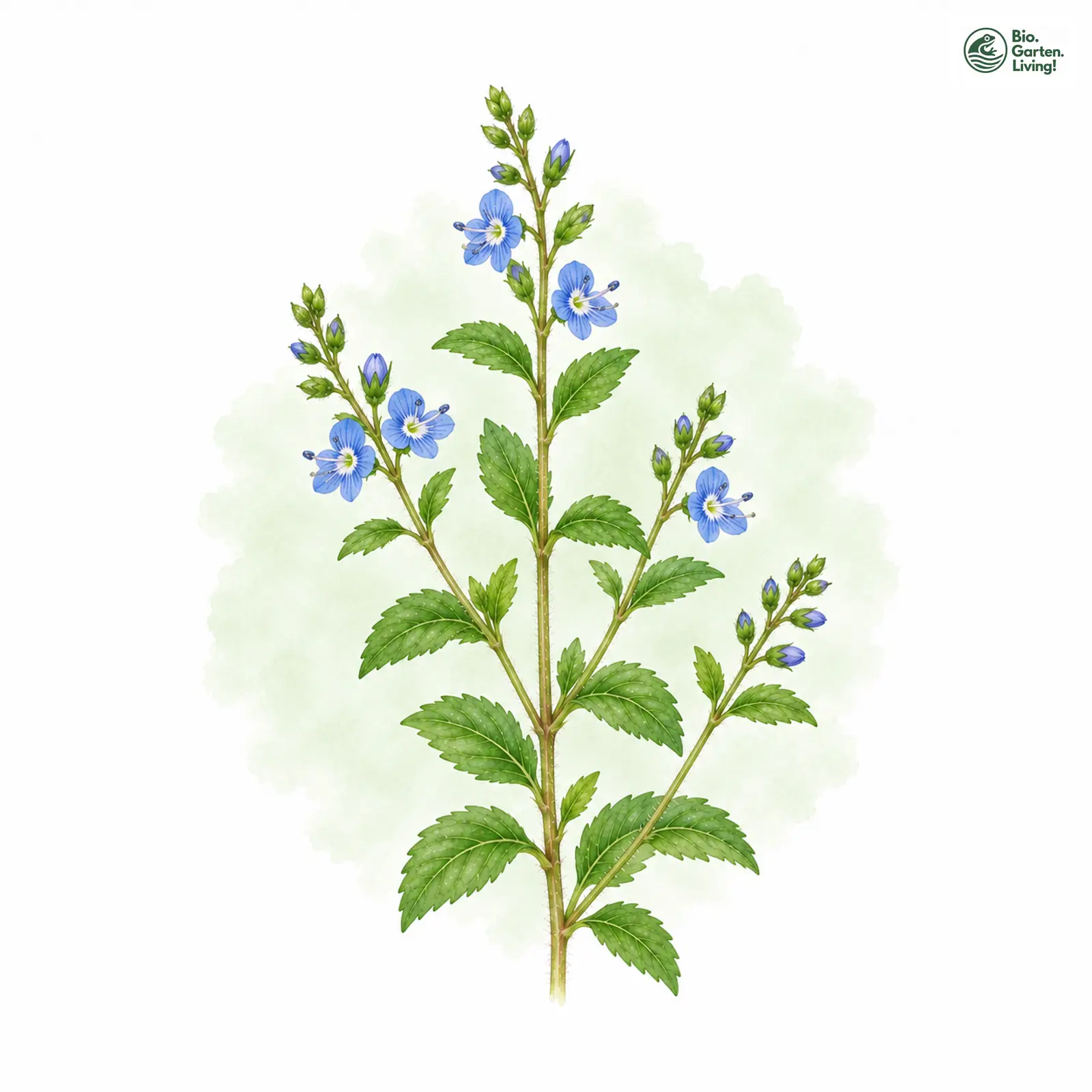 Aquarellzeichnung: Glänzender Gamander-Ehrenpreis (Veronica micans)