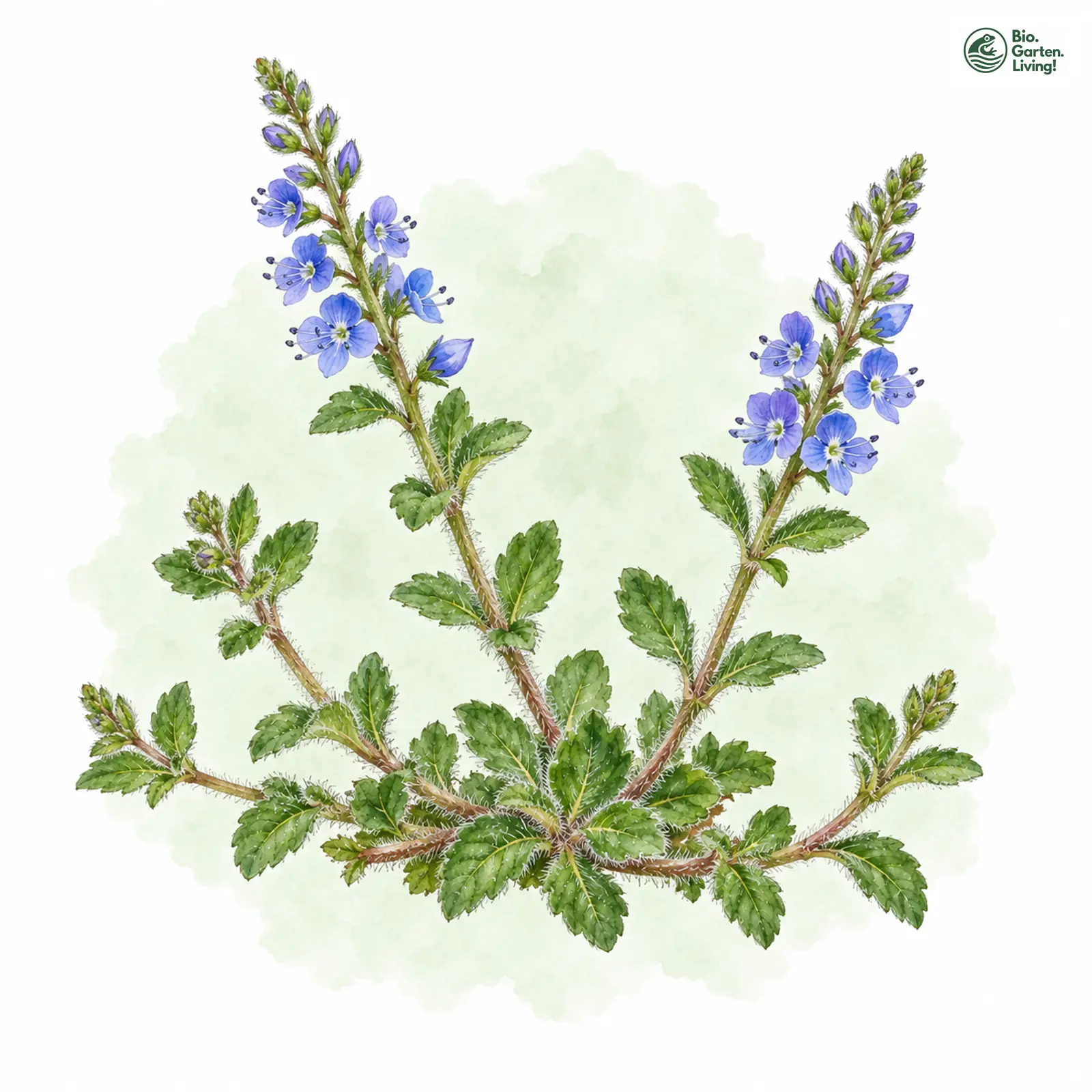 Aquarellzeichnung: Orsini-Ehrenpreis (Veronica orsiniana)