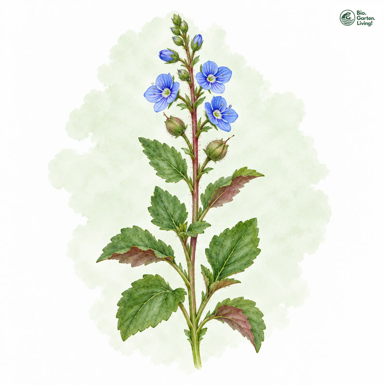 Aquarellzeichnung: Früher Ehrenpreis (Veronica praecox)