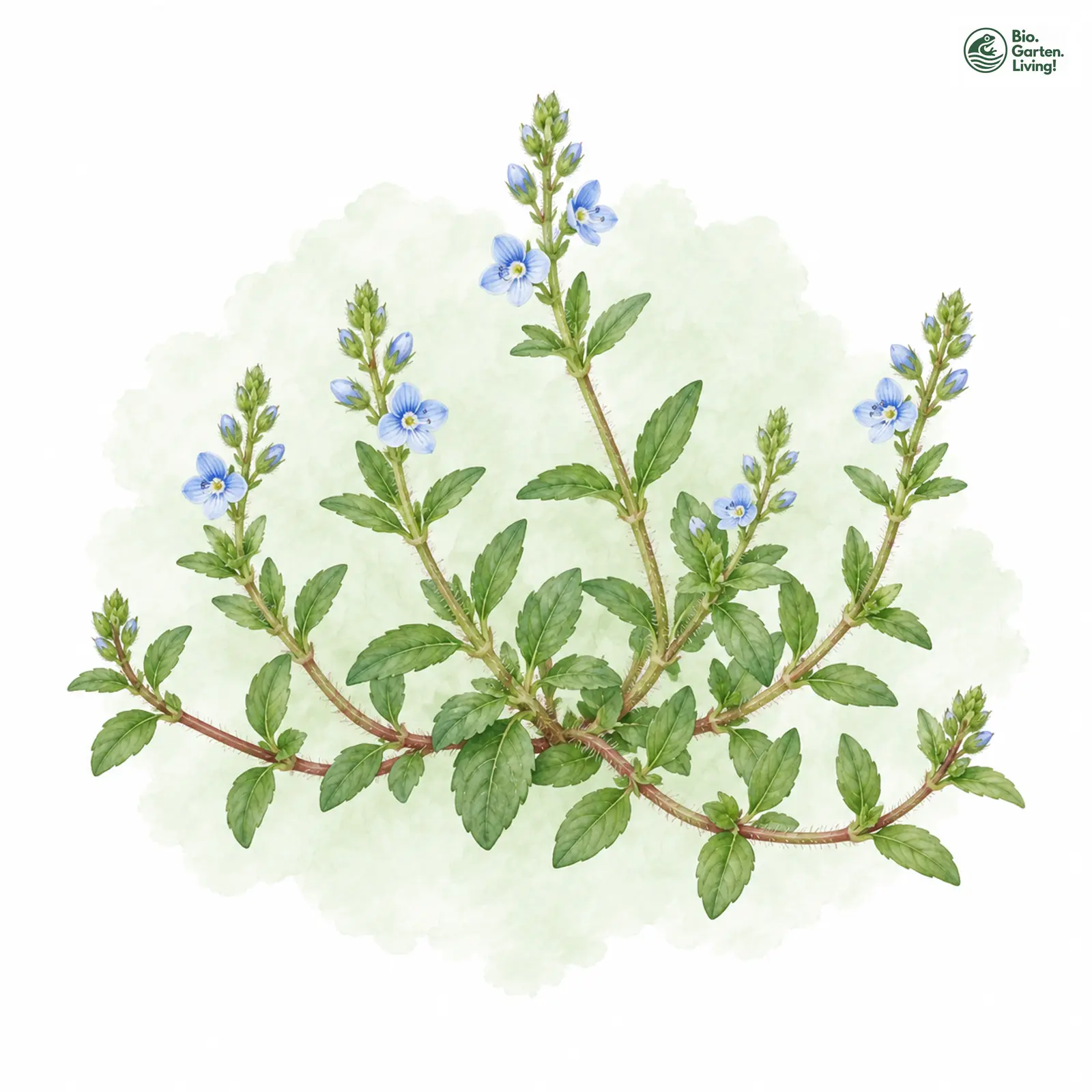Aquarellzeichnung: Liegender Ehrenpreis (I. E. S.) (Veronica prostrata (im engeren Sinne))