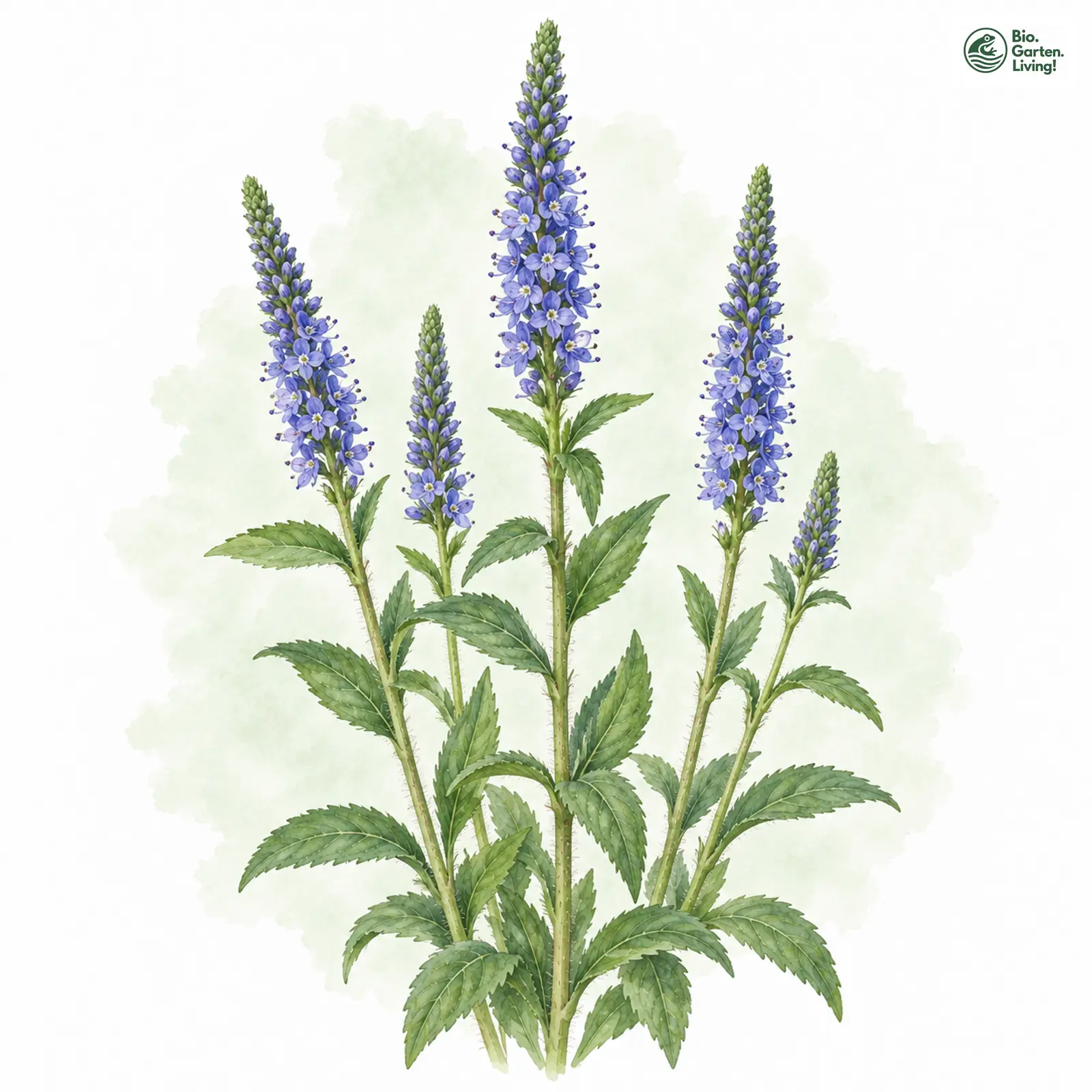 Aquarellzeichnung: Ähren-Ehrenpreis (Veronica spicata)