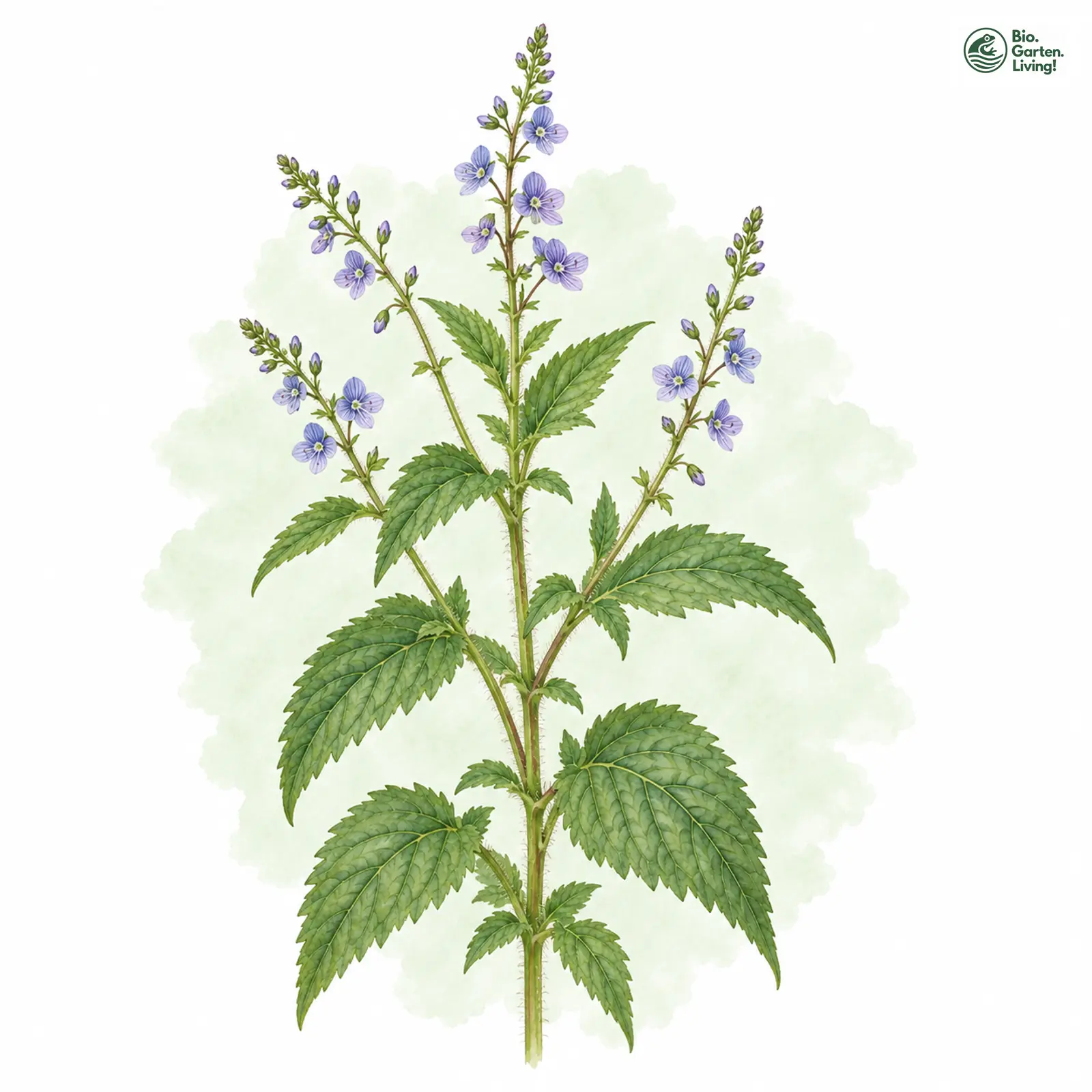 Aquarellzeichnung: Nesselblatt-Ehrenpreis (Veronica urticifolia)