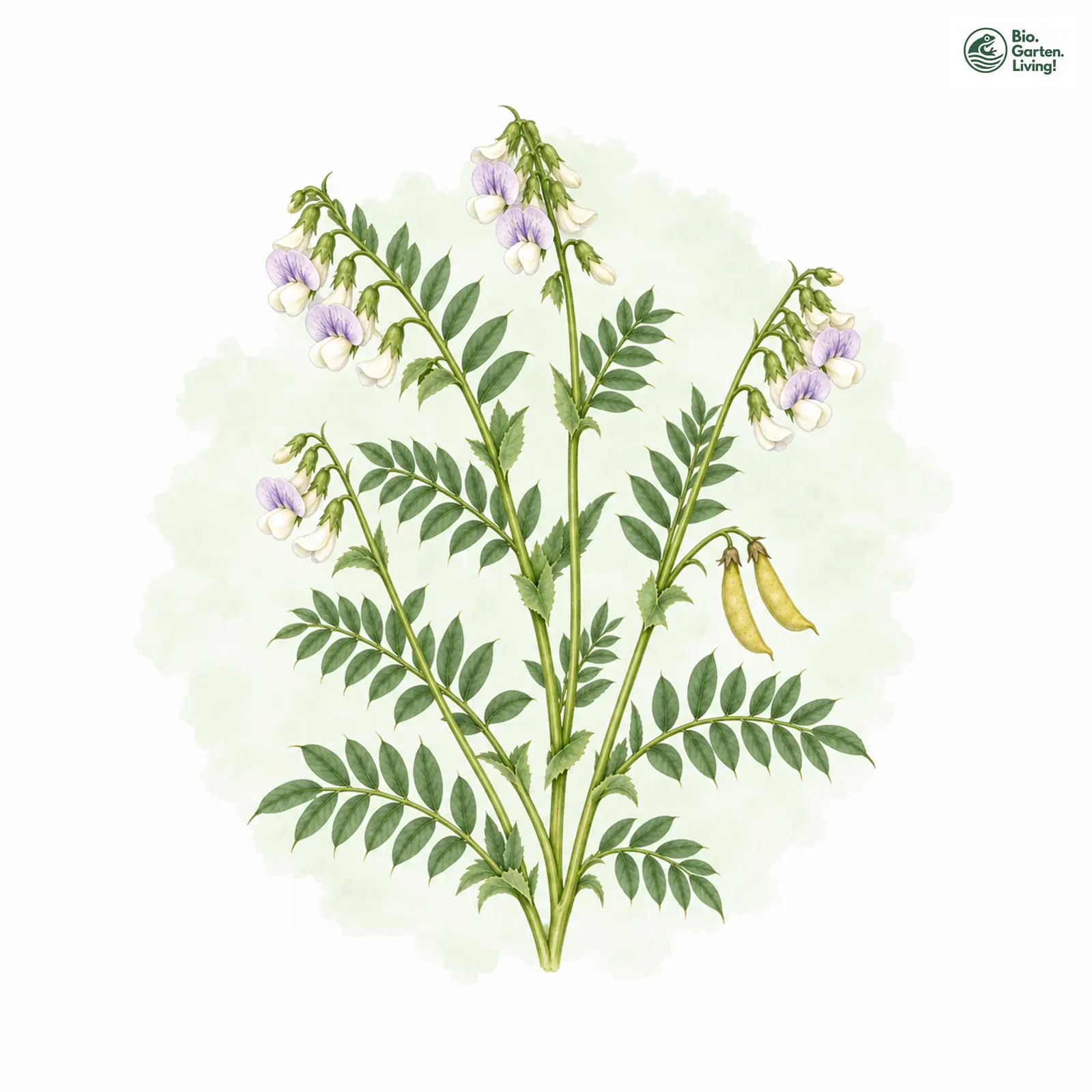 Aquarellzeichnung: Heide-Wicke (Vicia orobus)