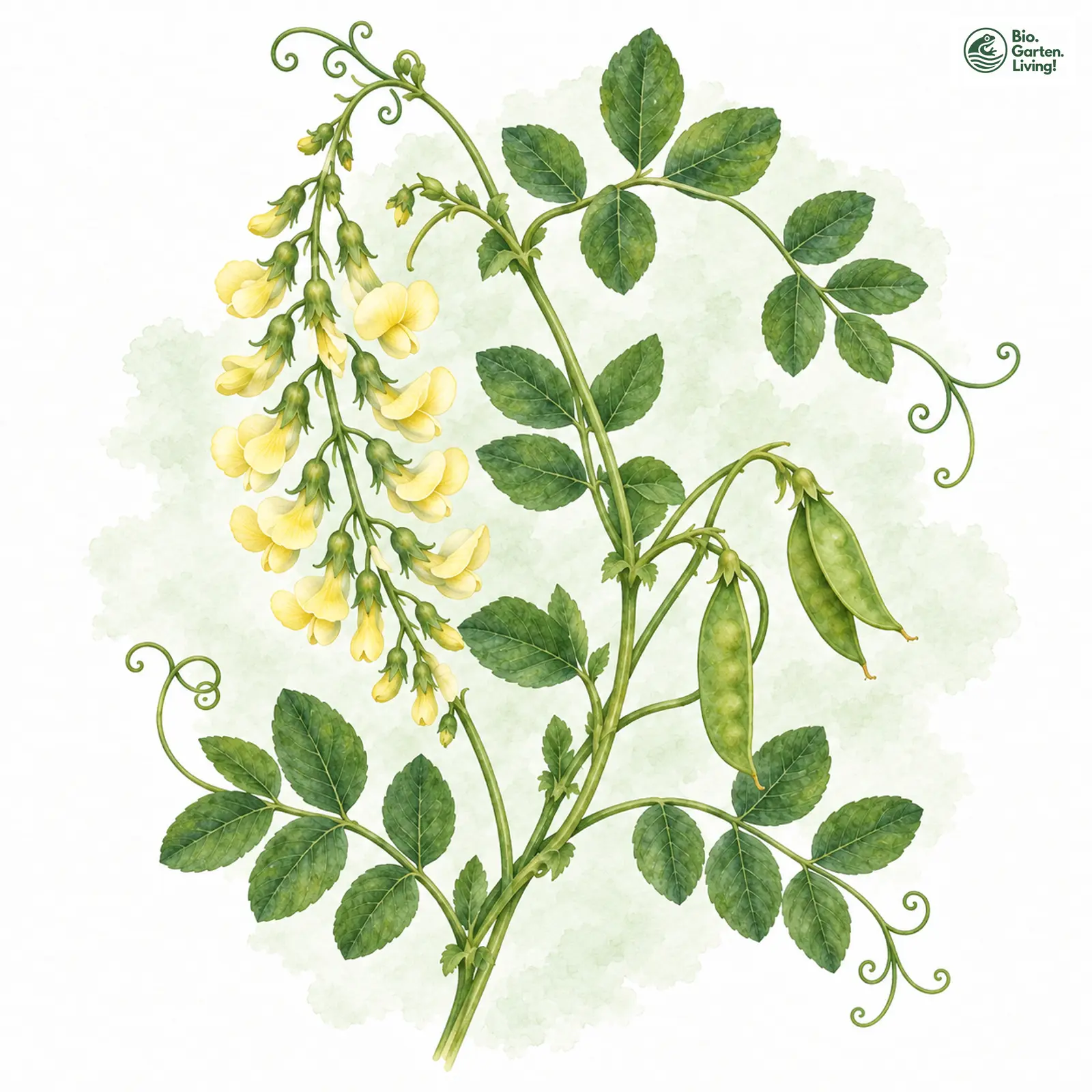 Aquarellzeichnung: Erbsen-Wicke (Vicia pisiformis)