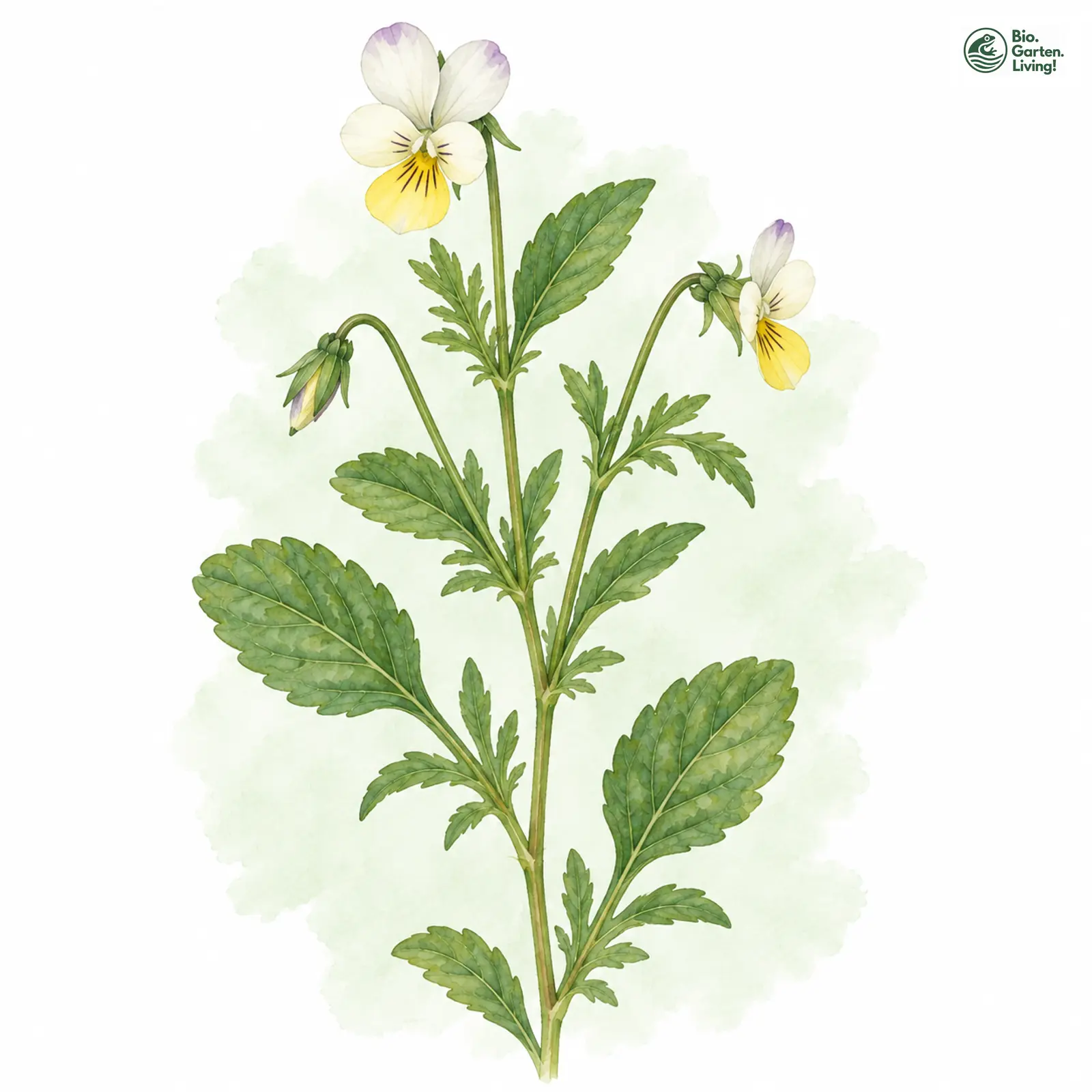 Aquarellzeichnung: Feld-Stiefmütterchen (Viola arvensis)
