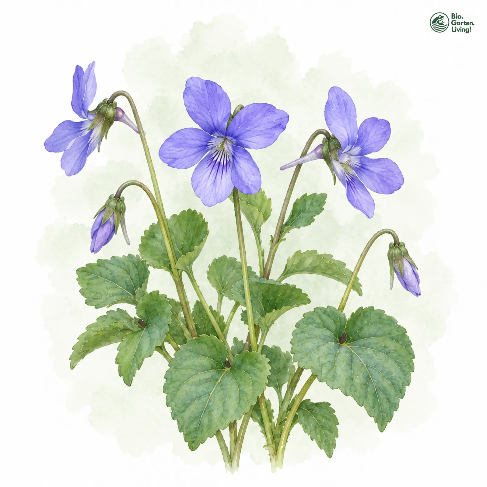 Aquarellzeichnung: Bayerisches Veilchen (Viola bavarica)