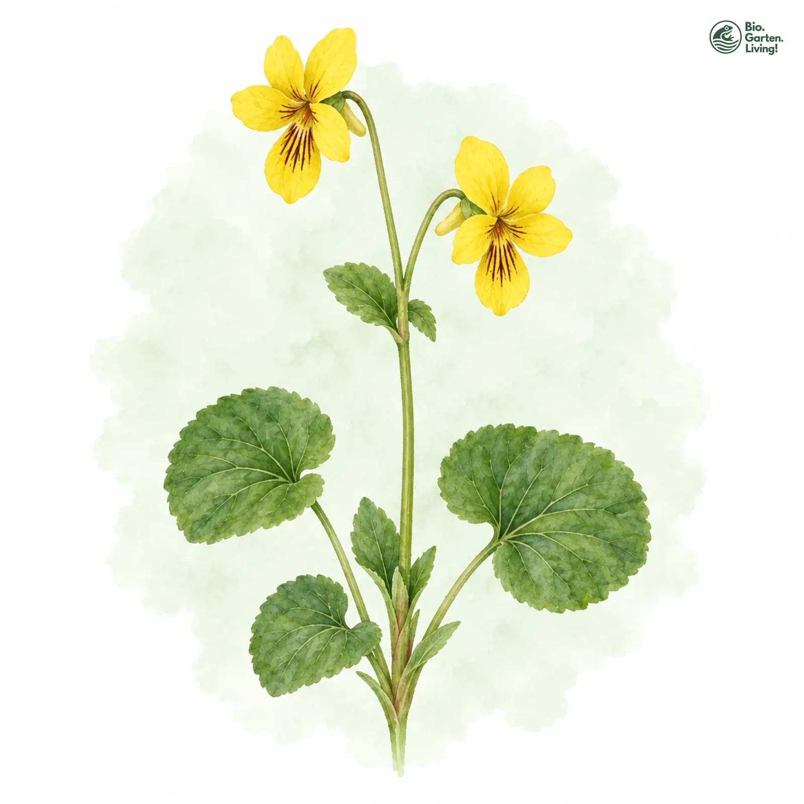 Aquarellzeichnung: Zweiblütiges Veilchen (Viola biflora)