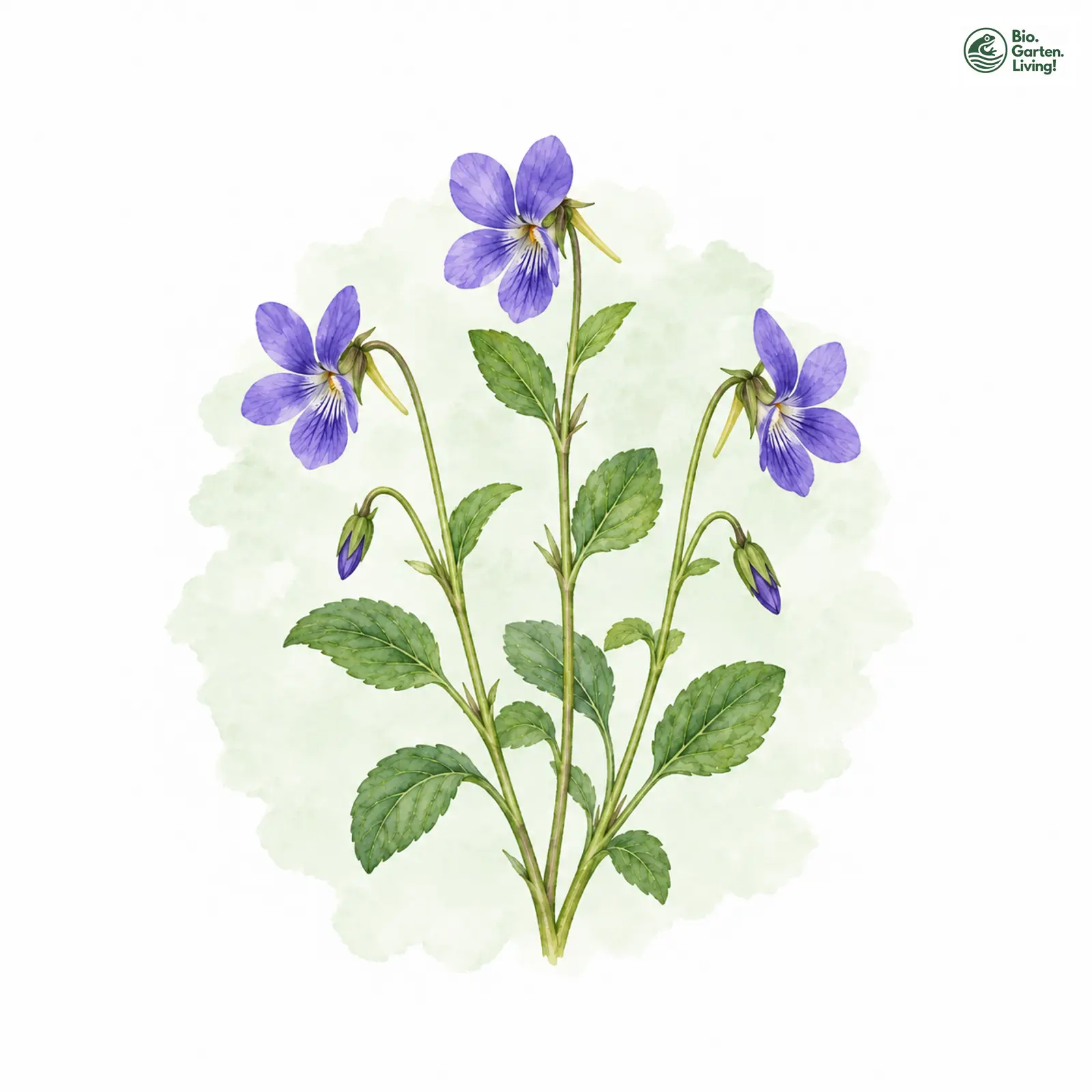 Aquarellzeichnung: Hunds-Veilchen (Viola canina (im engeren Sinne))