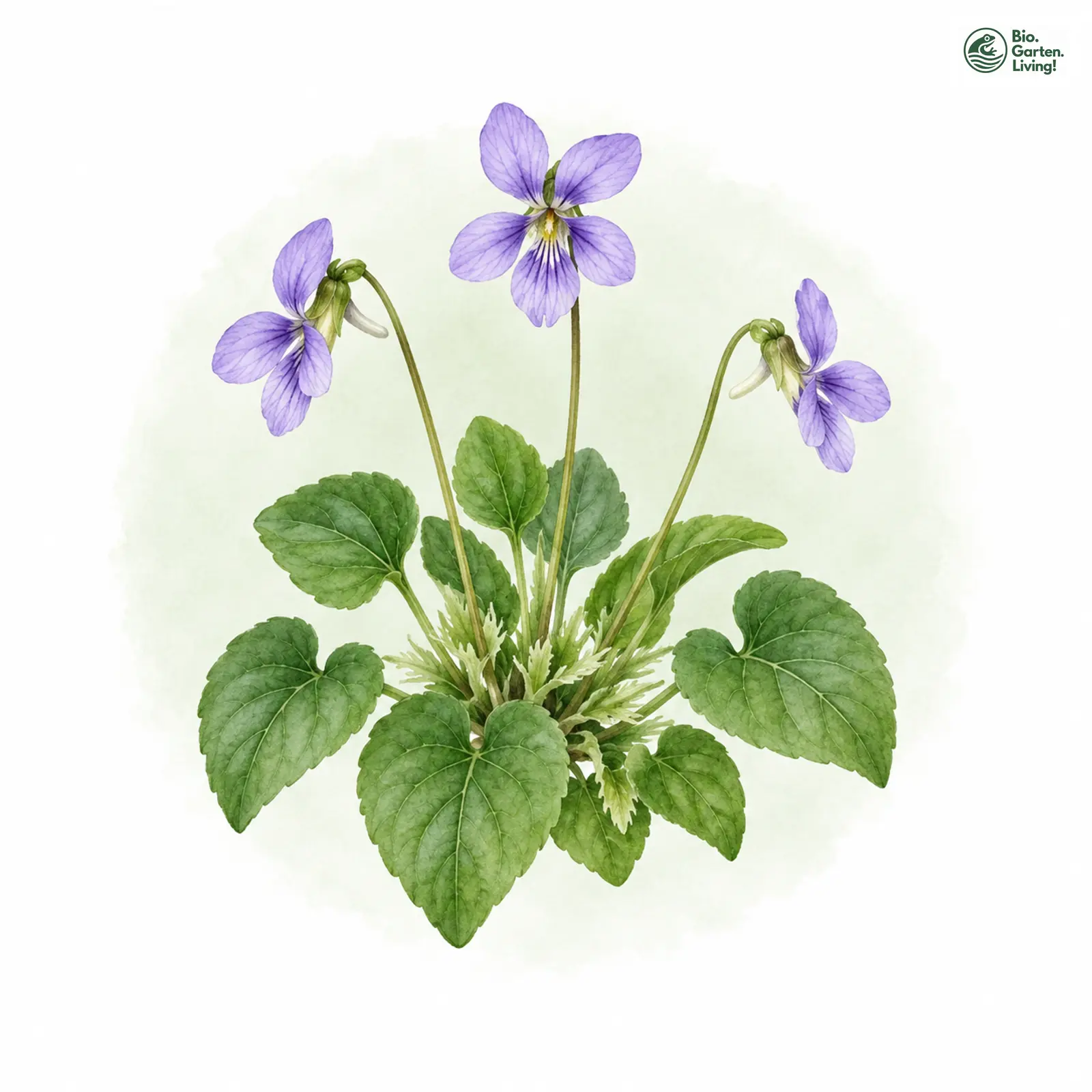 Aquarellzeichnung: Hügel-Veilchen (Viola collina)