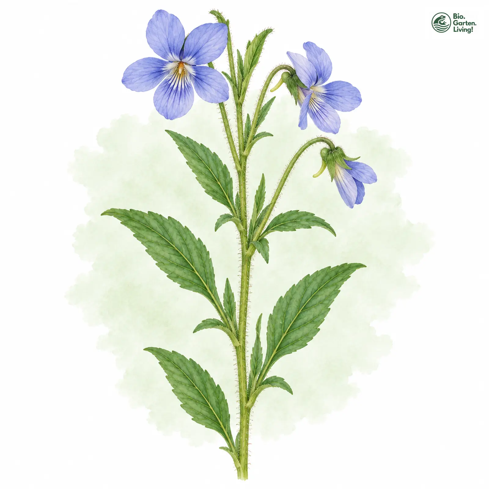 Aquarellzeichnung: Hohes Veilchen (Viola elatior)