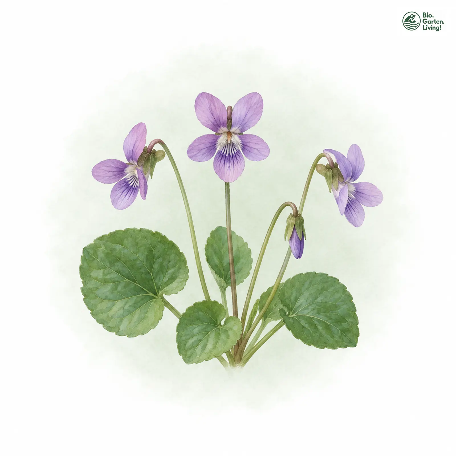 Aquarellzeichnung: Sumpf-Veilchen (Viola palustris)