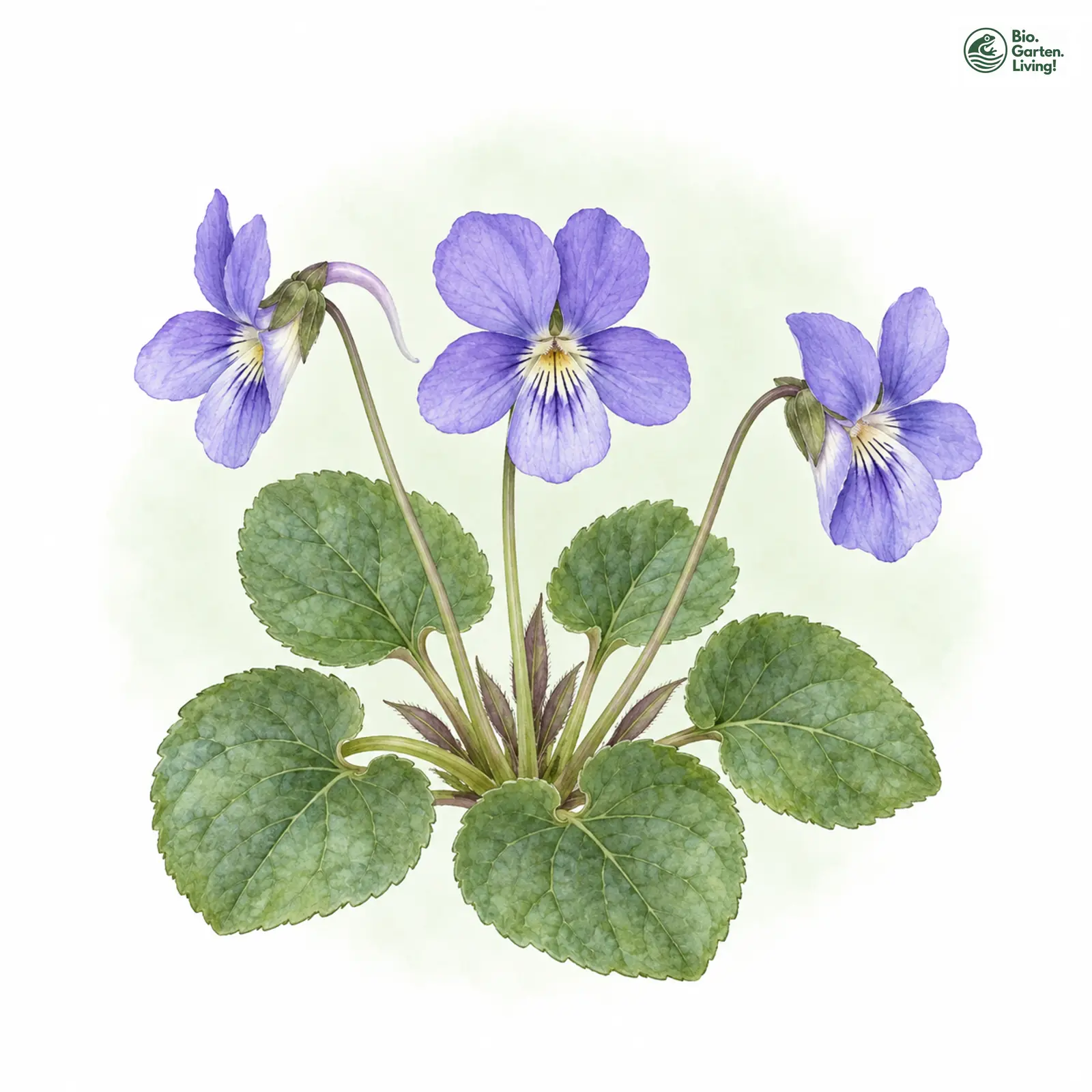 Aquarellzeichnung: Pyrenäen-Veilchen (Viola pyrenaica)