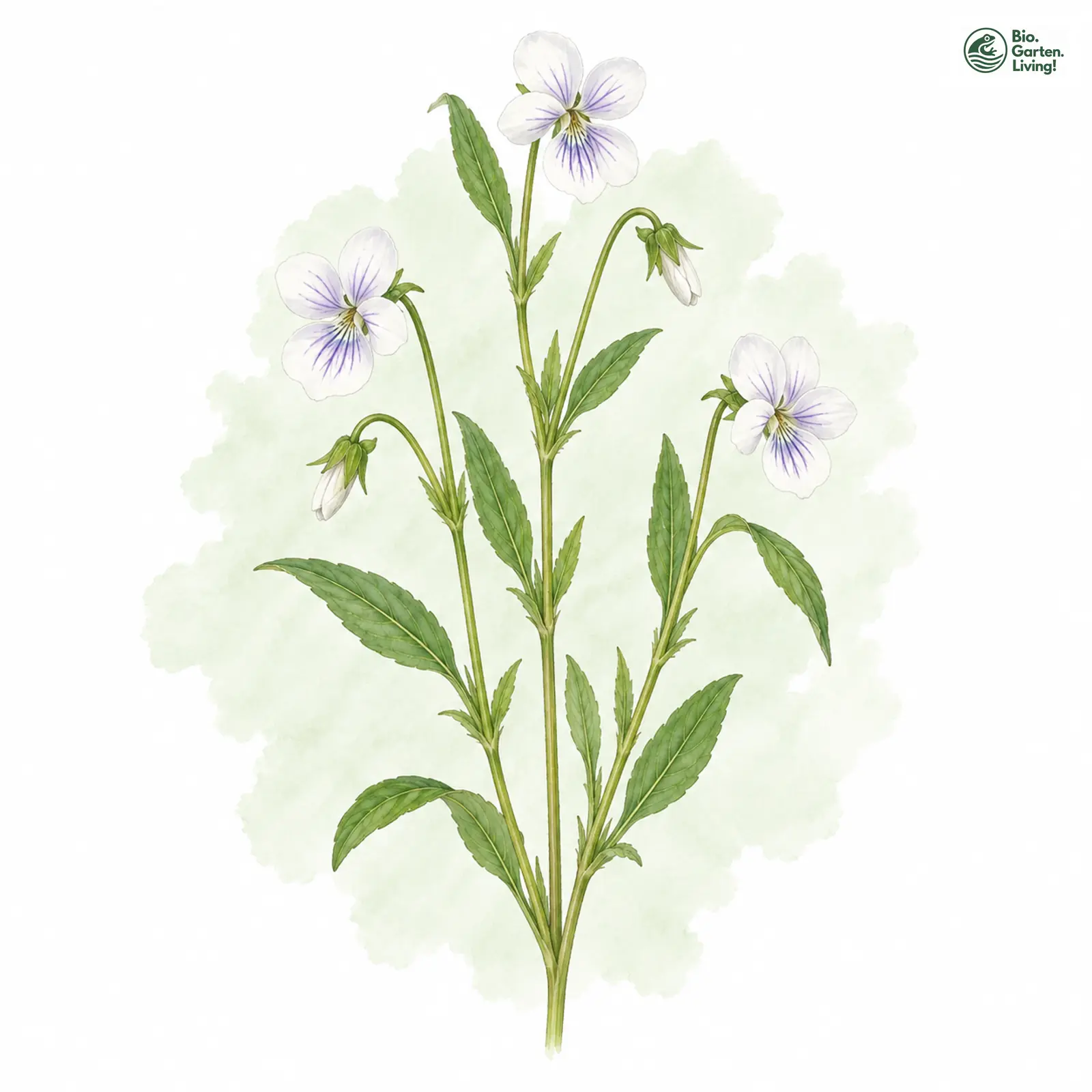 Aquarellzeichnung: Graben-Veilchen (Viola stagnina)
