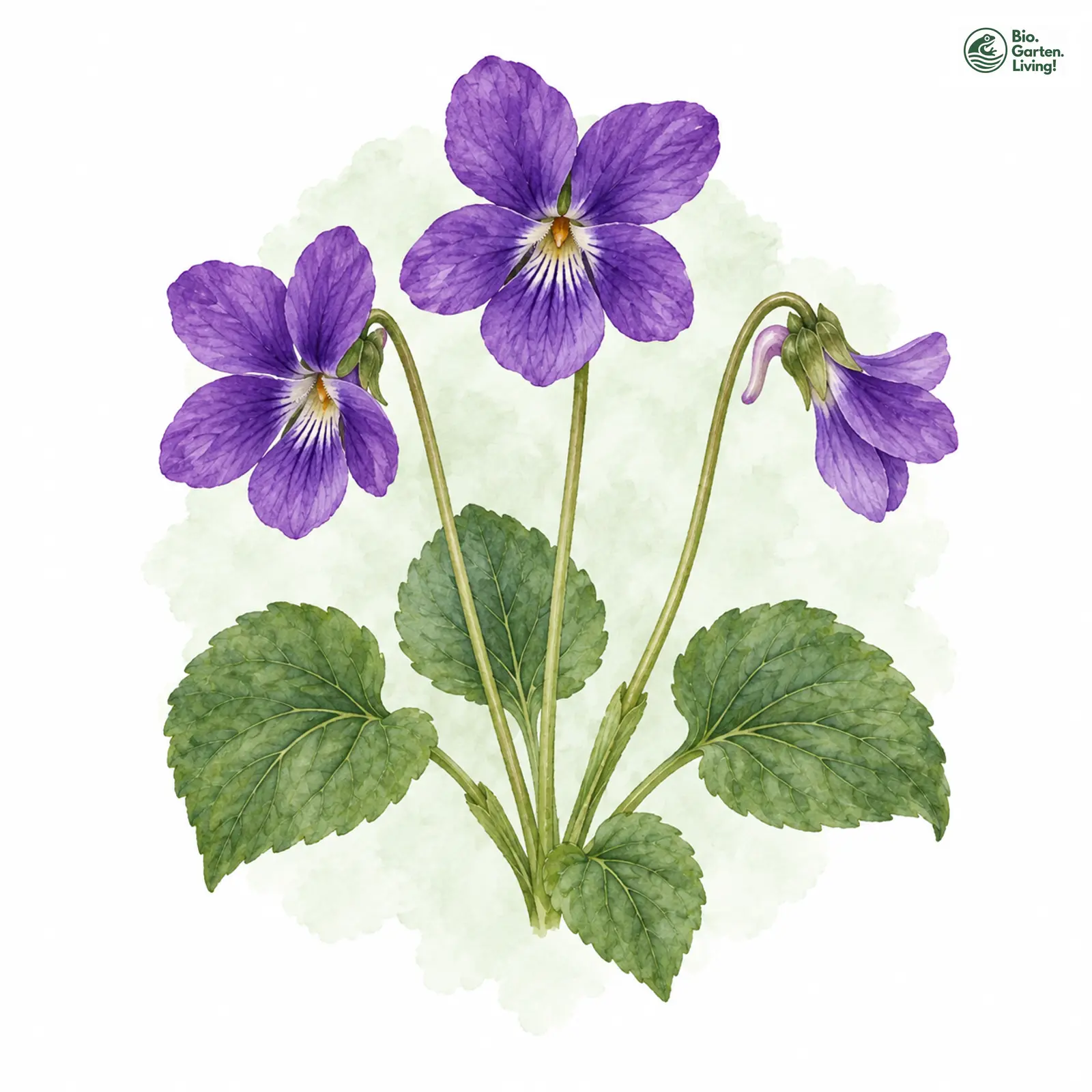 Aquarellzeichnung: Moor-Veilchen (Viola uliginosa)