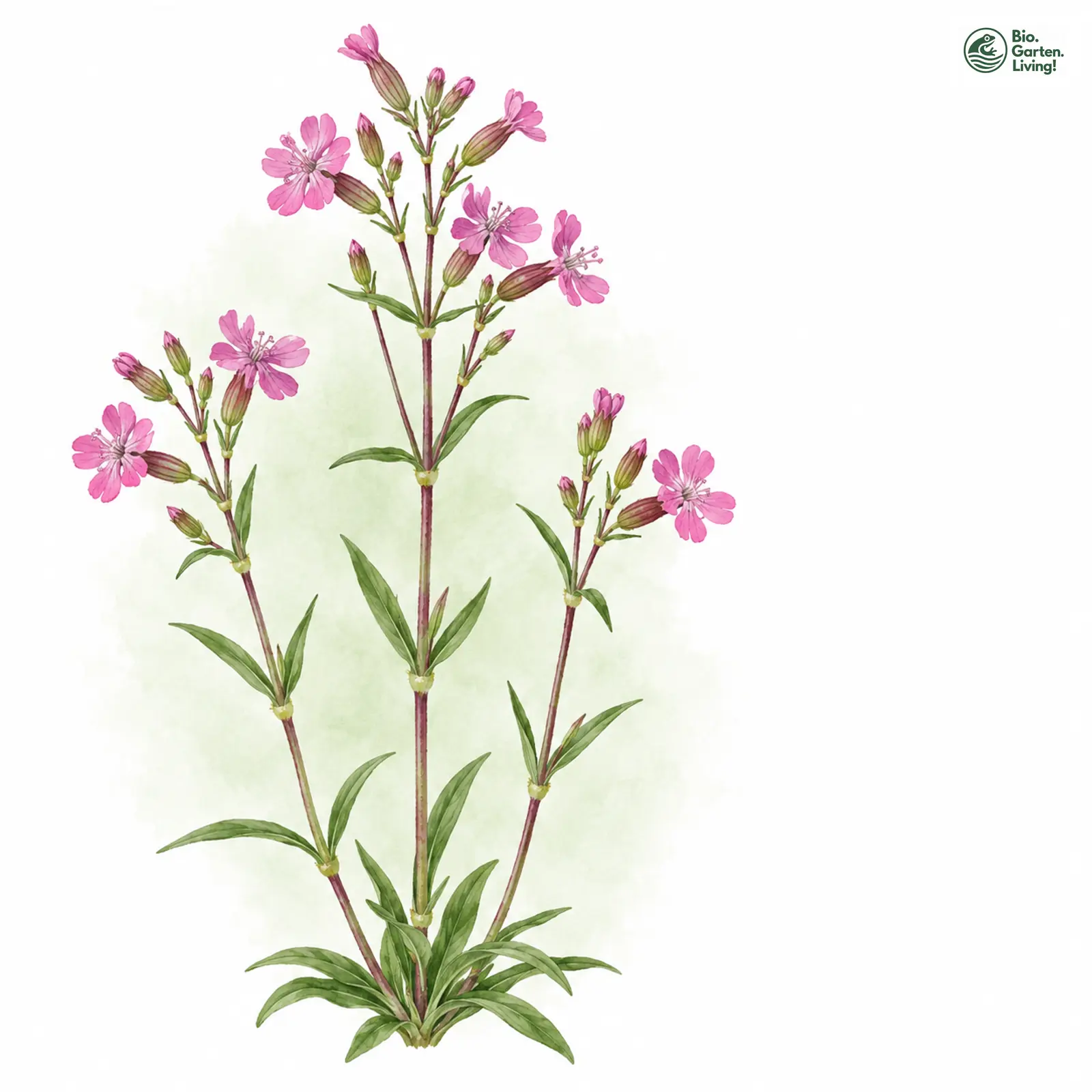 Aquarellzeichnung: Pechnelke (Viscaria vulgaris)