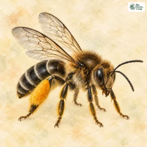 Aquarell: Gewöhnliche Bindensandbiene
