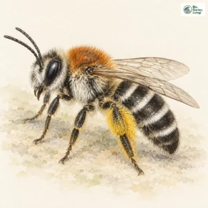 Aquarell: Weiße Bindensandbiene