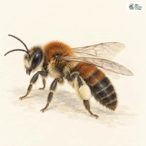Aquarell: Schlehen-Lockensandbiene