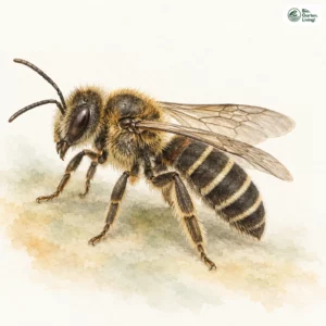 Aquarell: Sechsbindige Furchenbiene